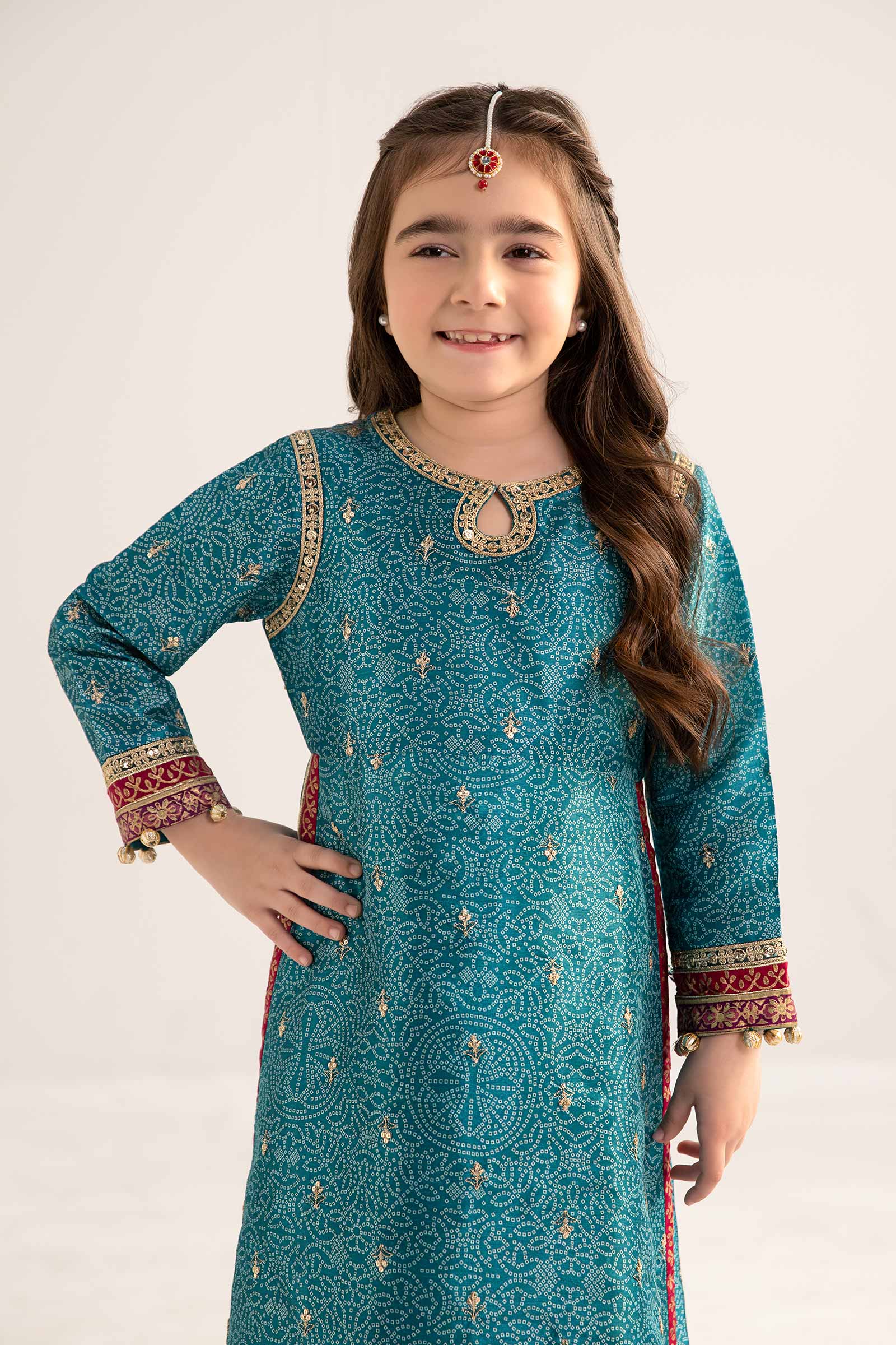 3 Piece Embroidered Raw Silk Suit