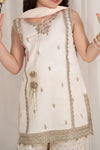 3 Piece Embroidered Cotton Satin Suit