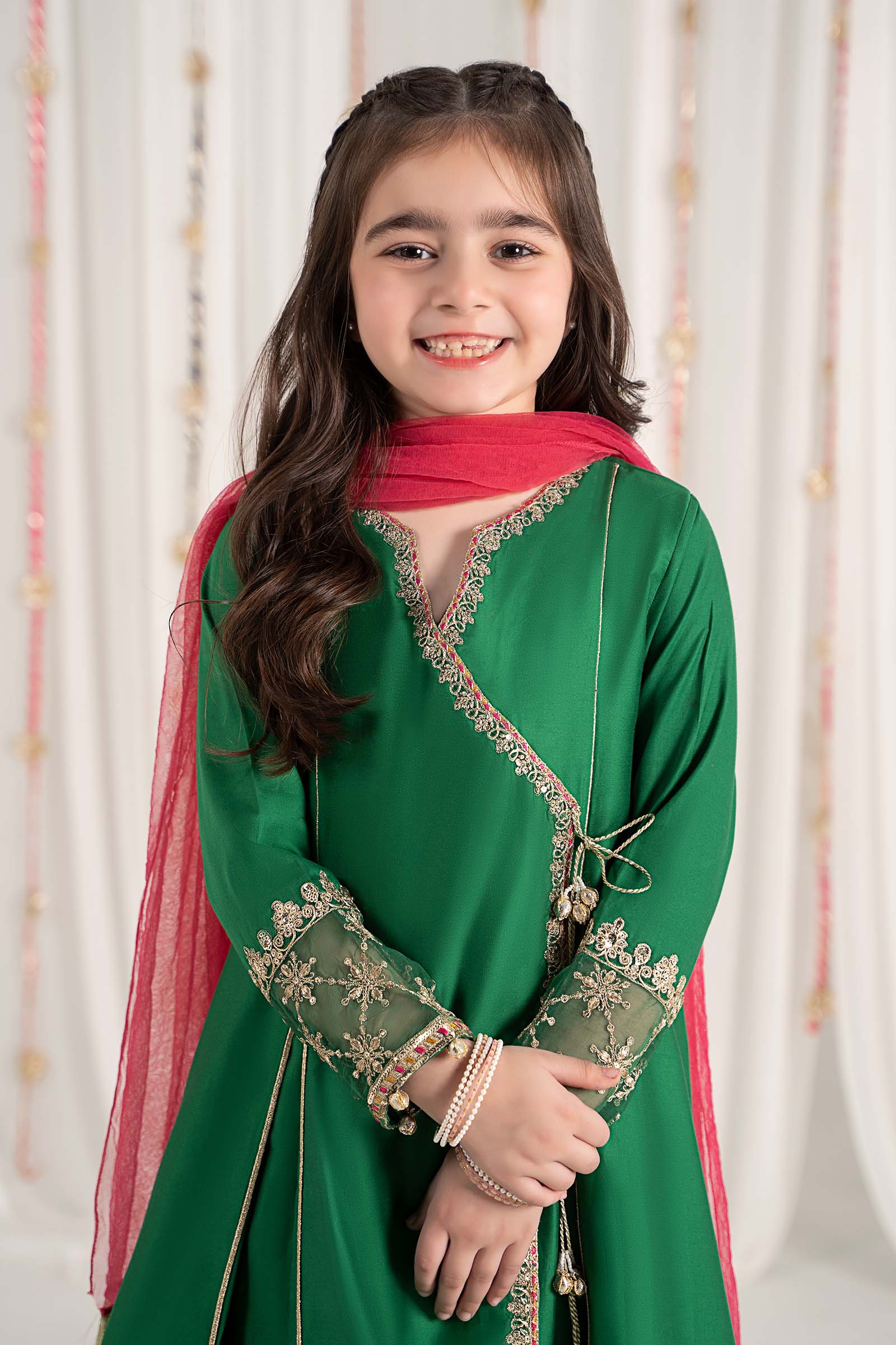 3 Piece Embroidered Cotton Satin Suit
