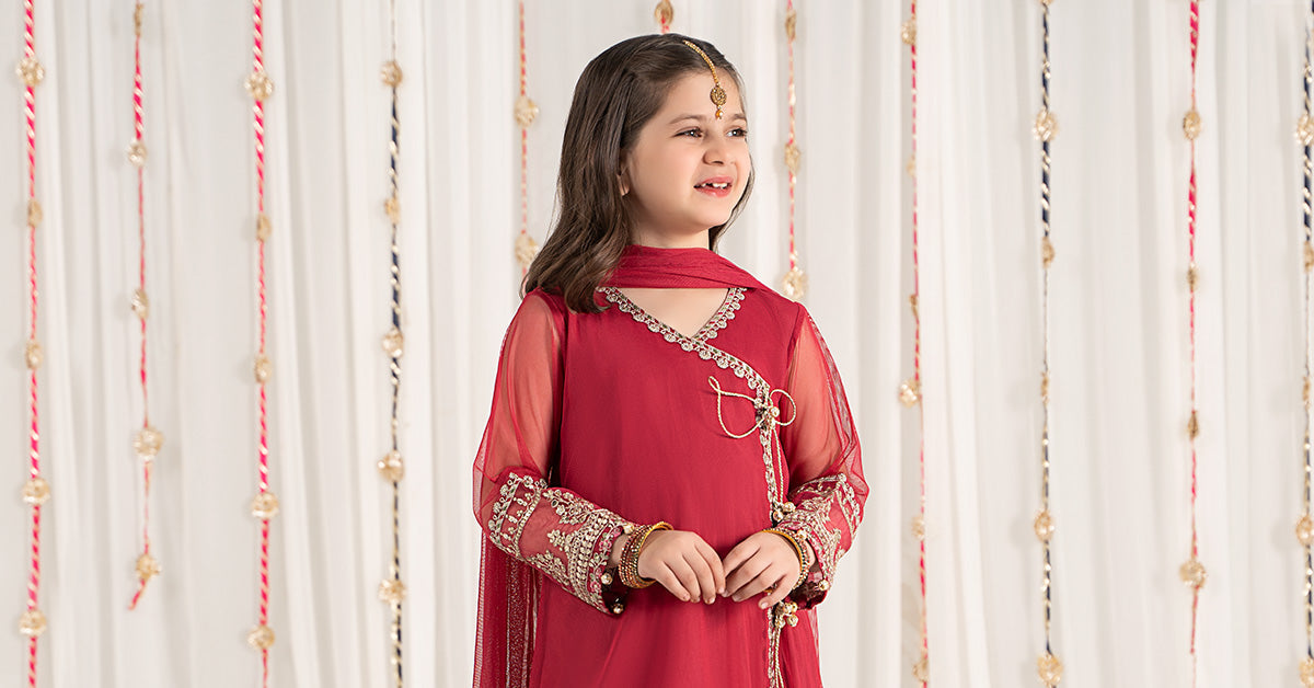 3 Piece Embroidered Polyester Net Suit