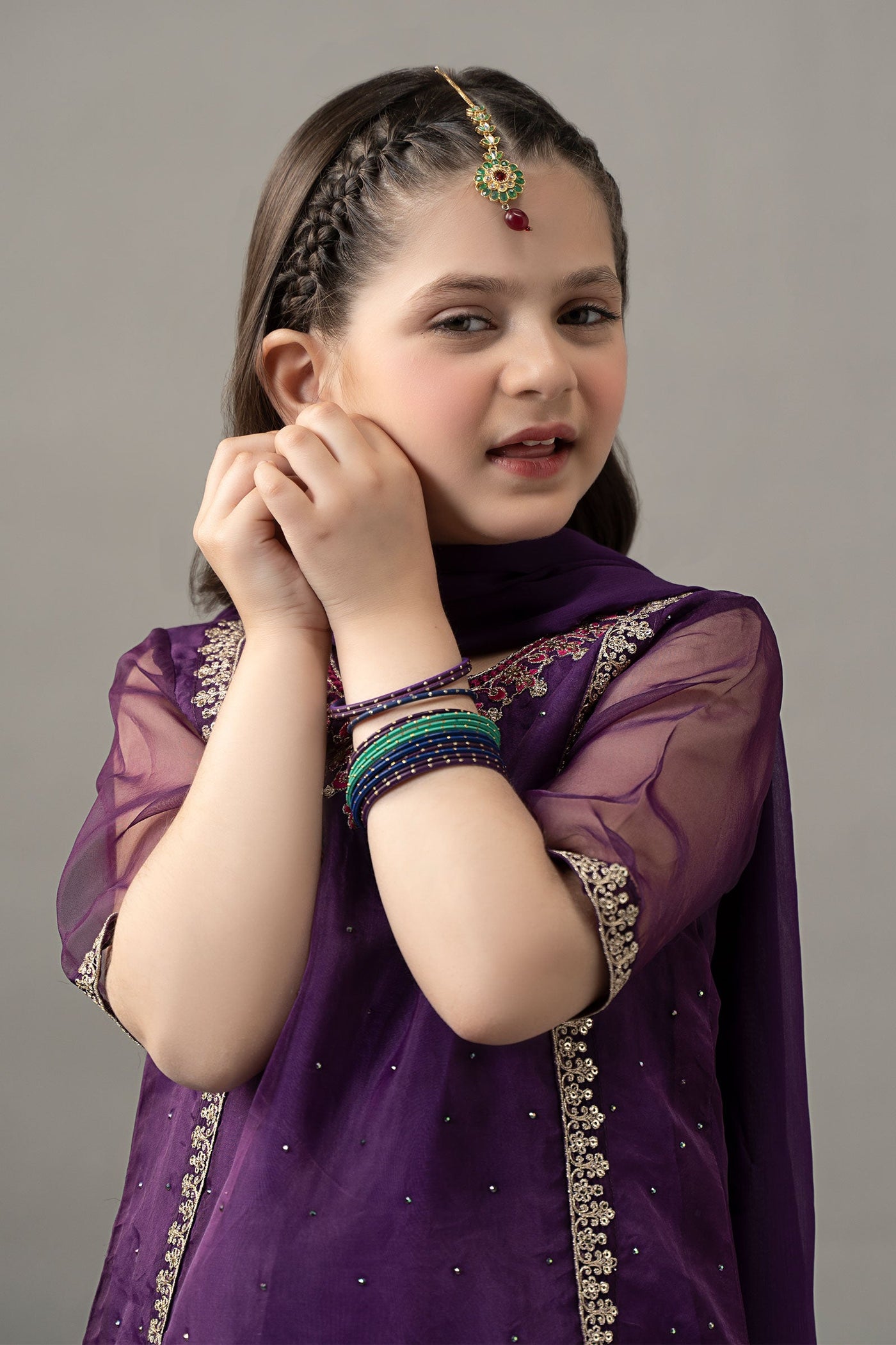 3 Piece Embroidered Raw Silk Suit