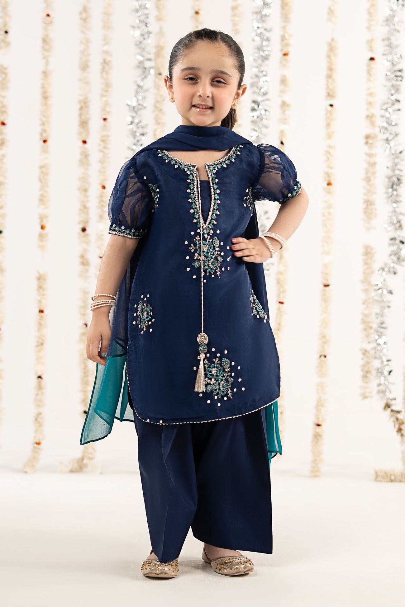 3 Piece Embroidered Organza Suit