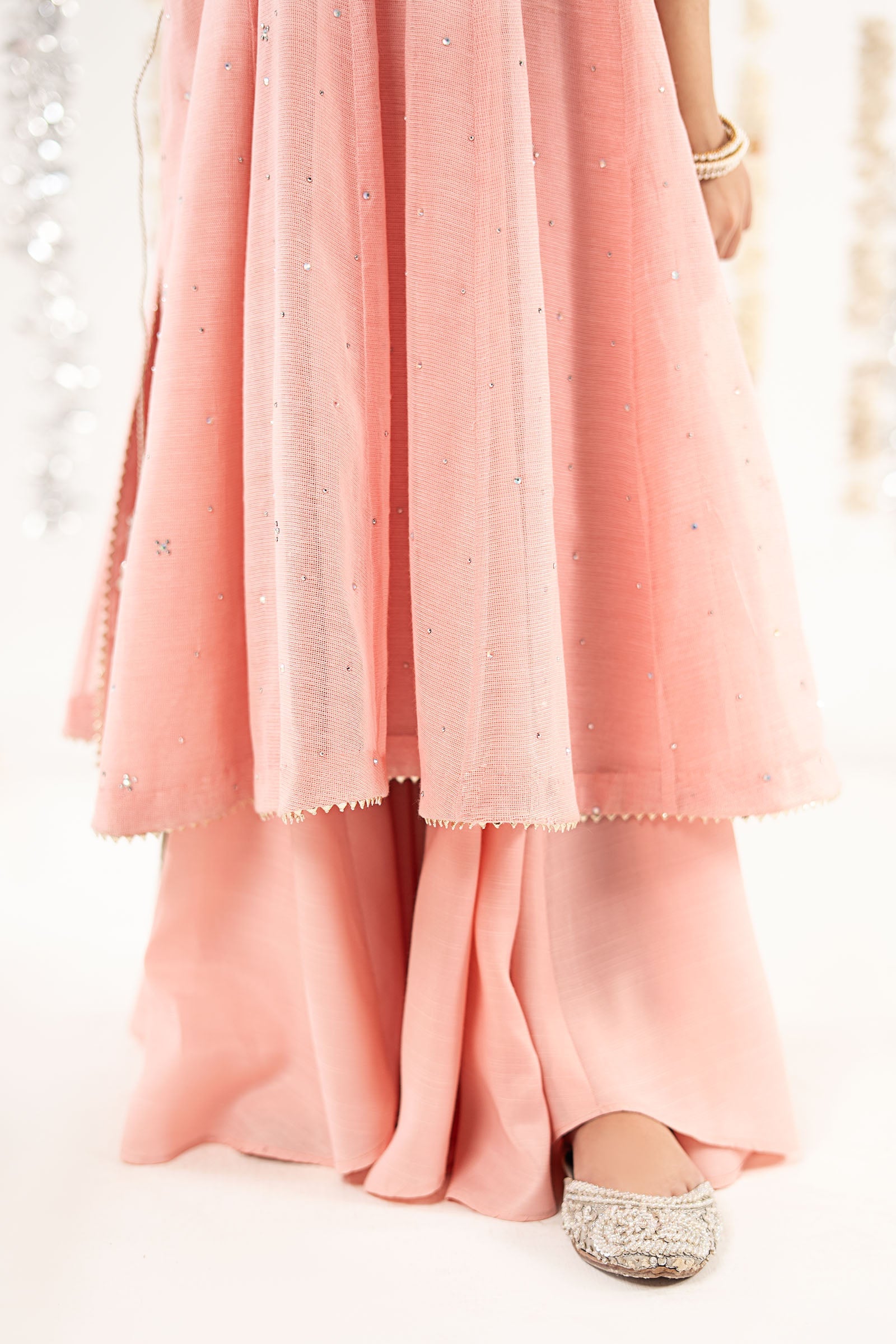 2 Piece Embroidered Cotton Net Suit