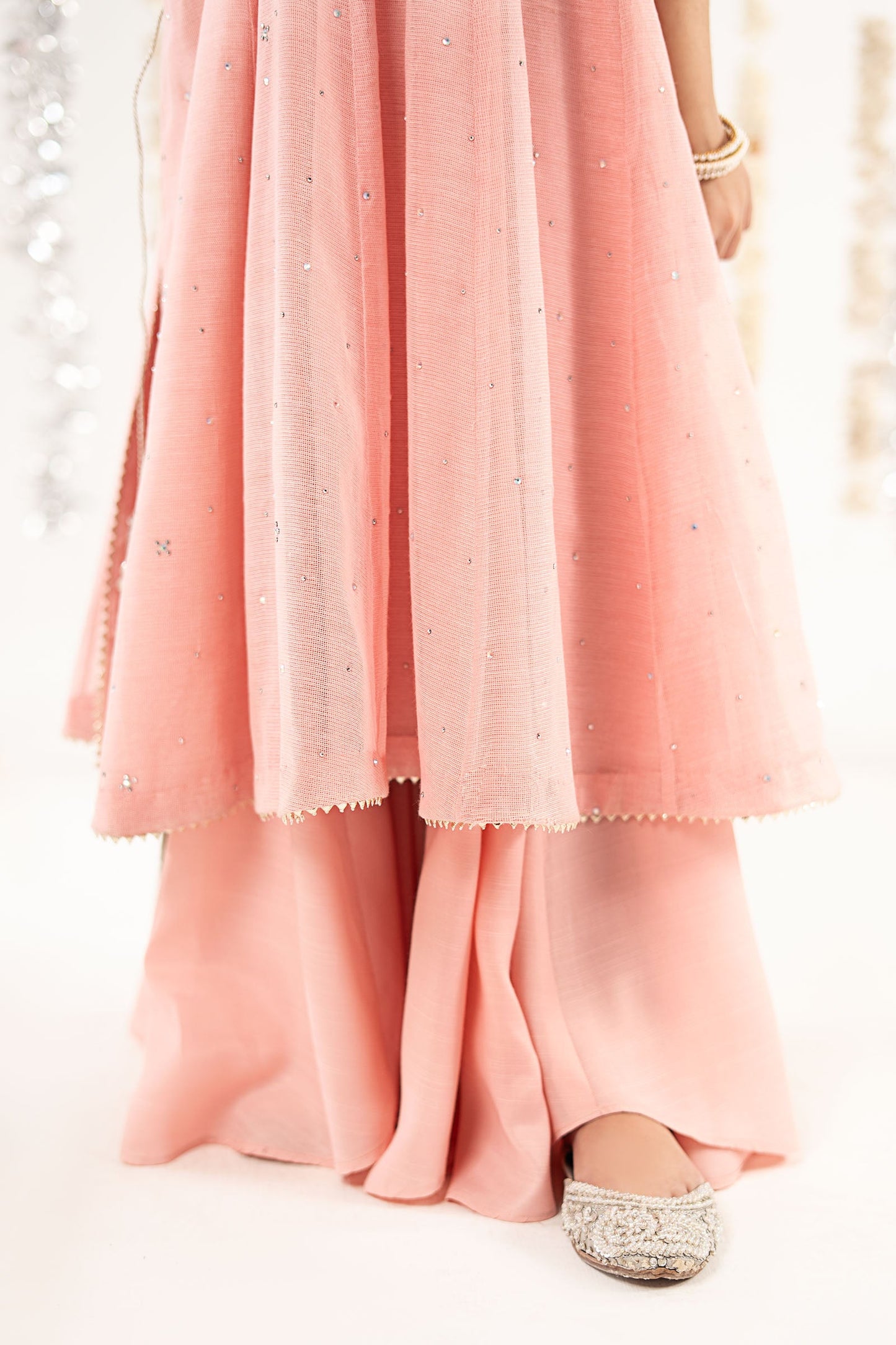 2 Piece Embroidered Cotton Net Suit