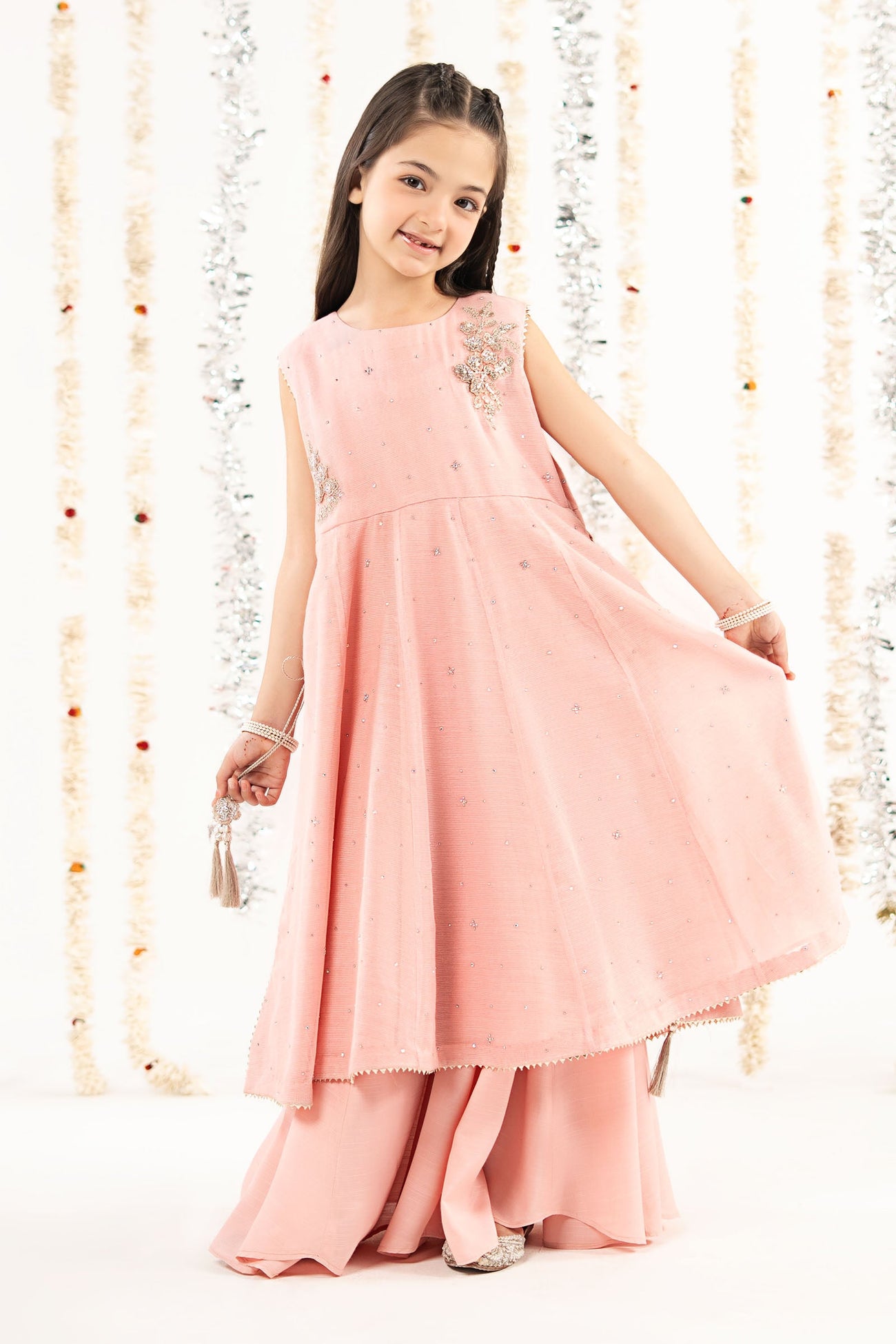 2 Piece Embroidered Cotton Net Suit