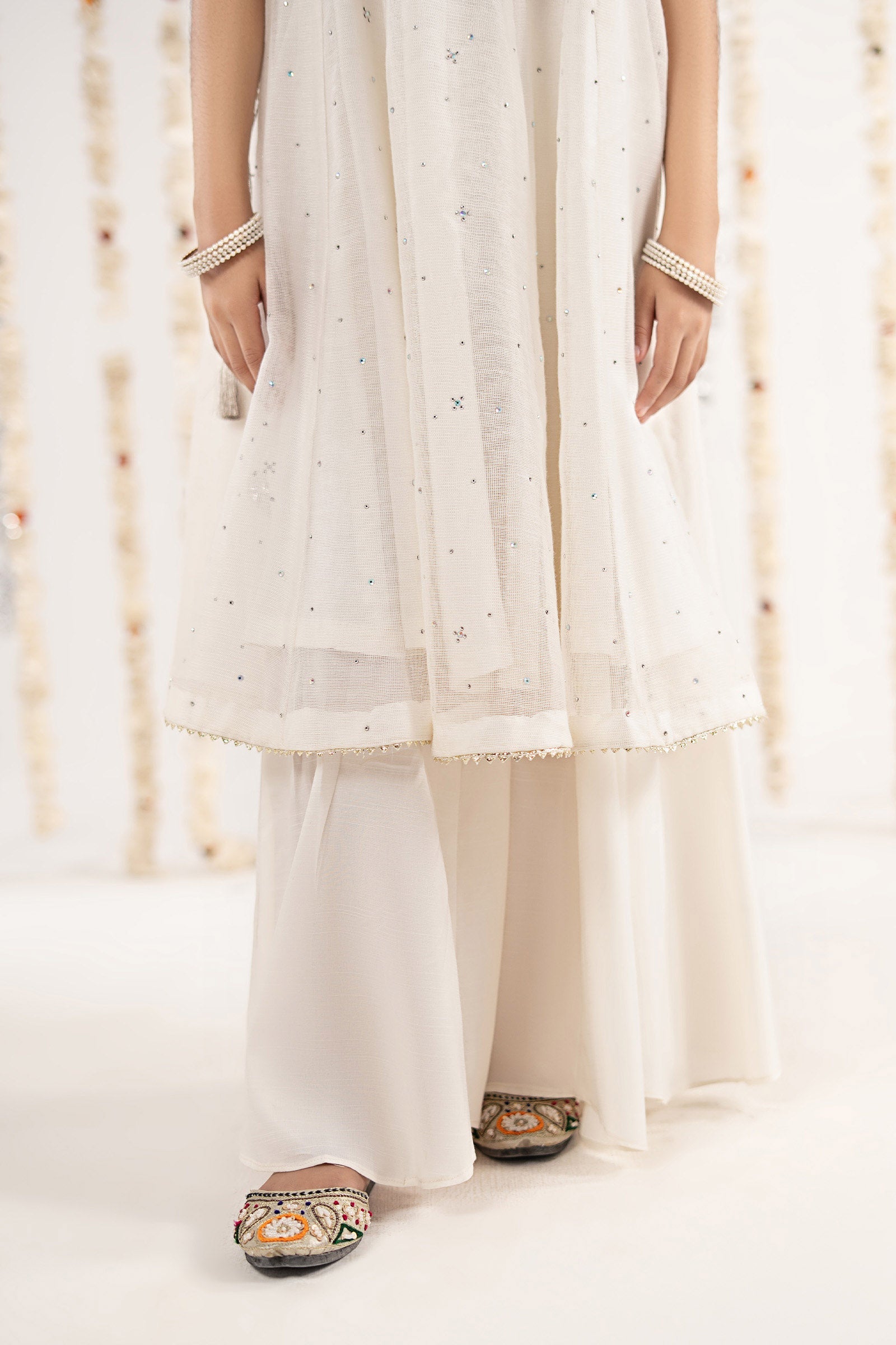 2 Piece Embroidered Cotton Net Suit