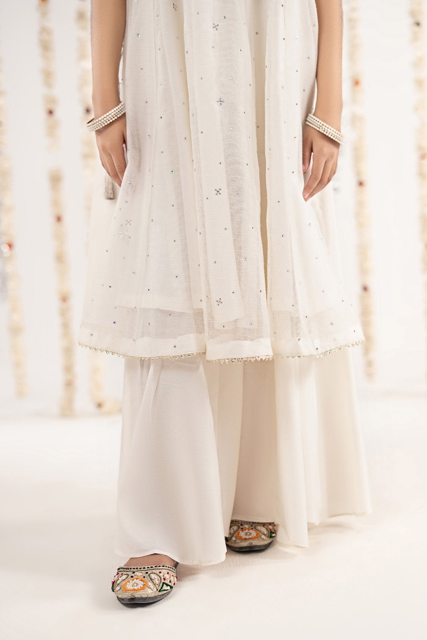 2 Piece Embroidered Cotton Net Suit