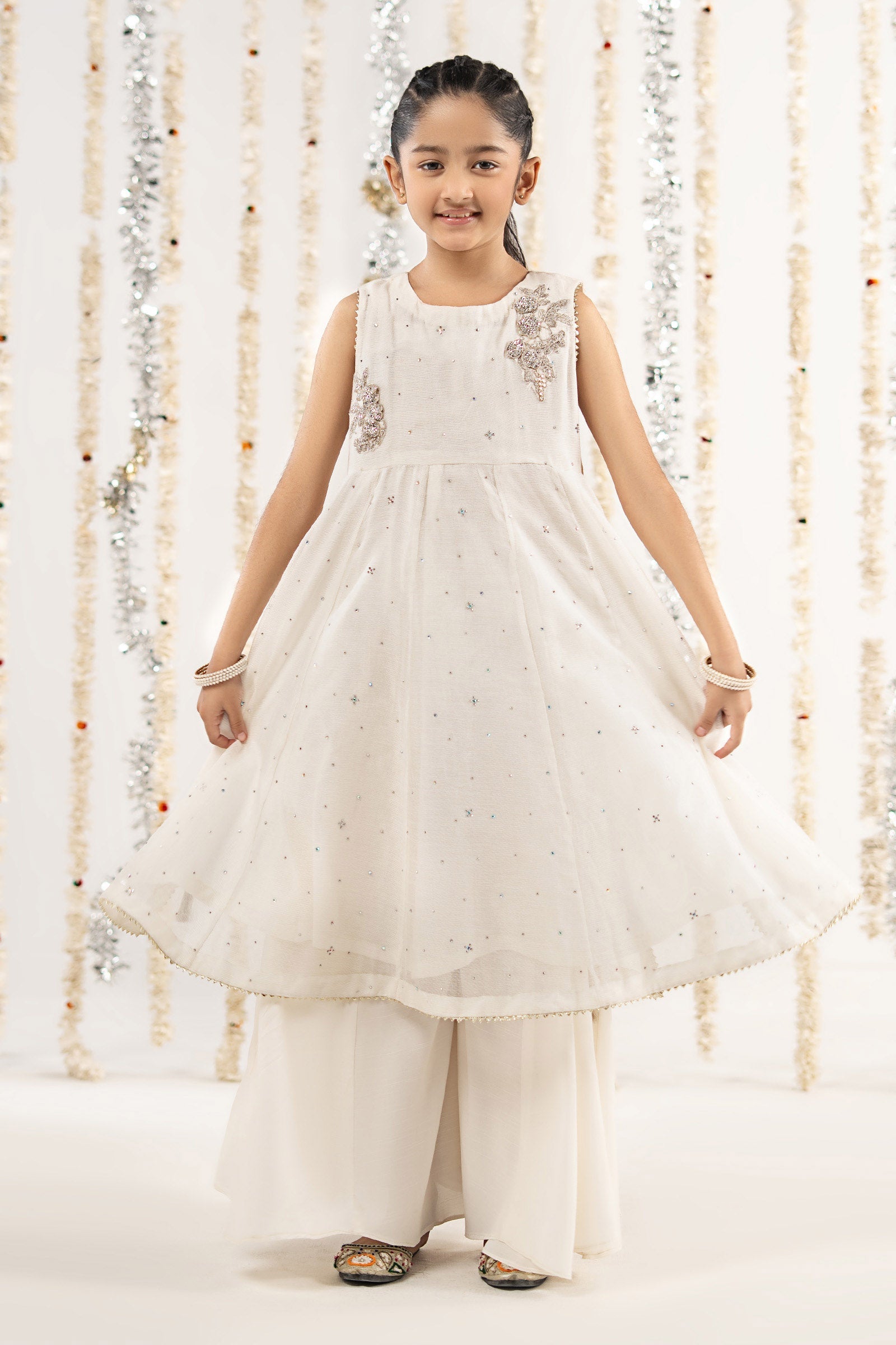 2 Piece Embroidered Cotton Net Suit