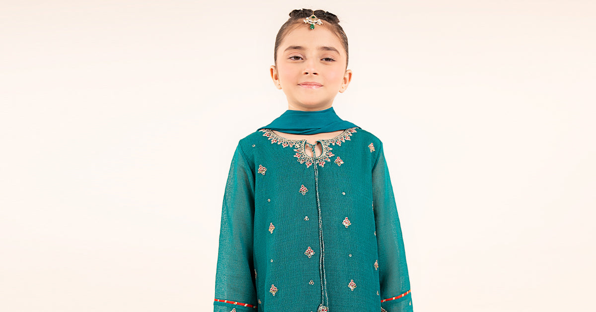 2 Piece Embroidered Cotton Net Suit