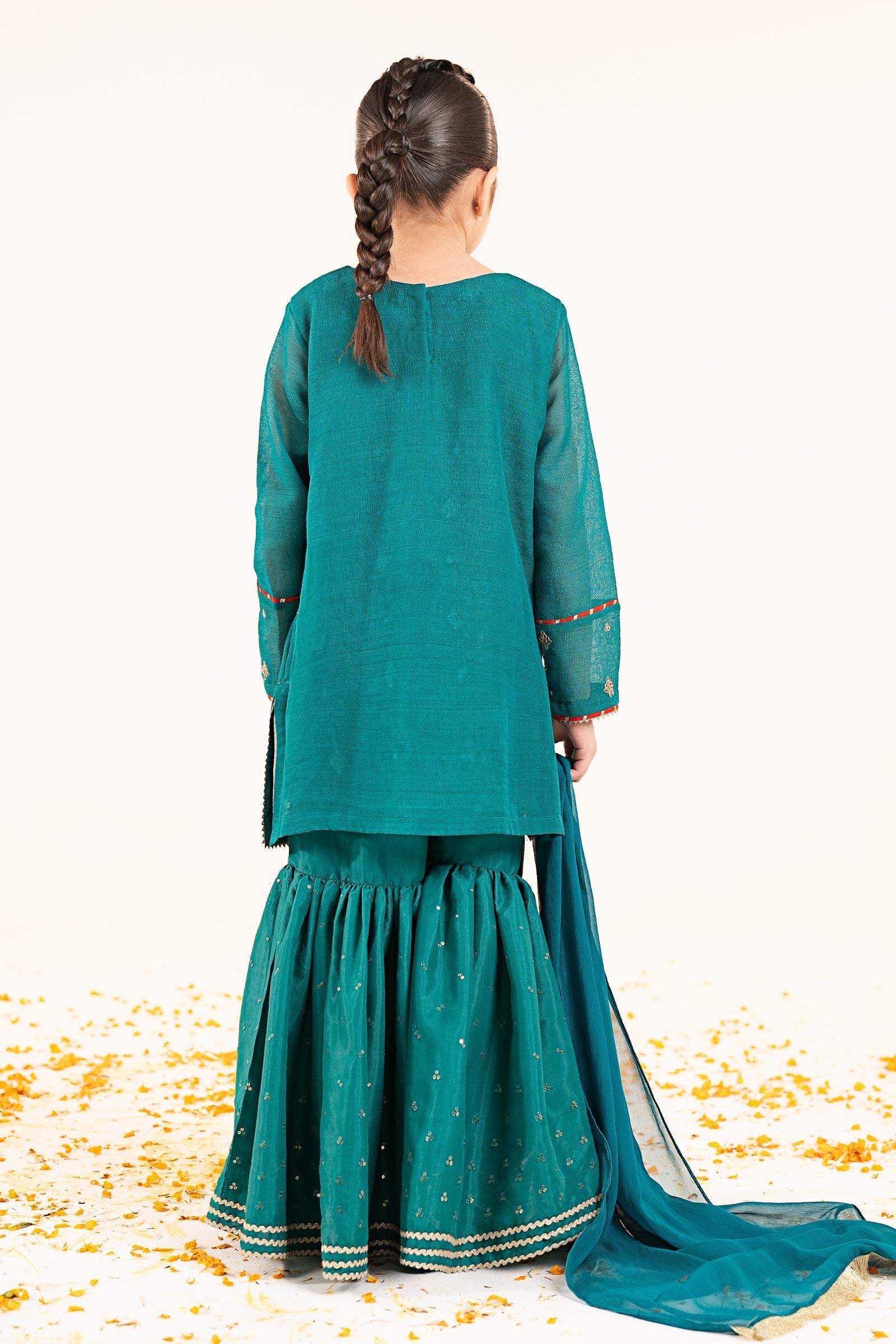 2 Piece Embroidered Cotton Net Suit