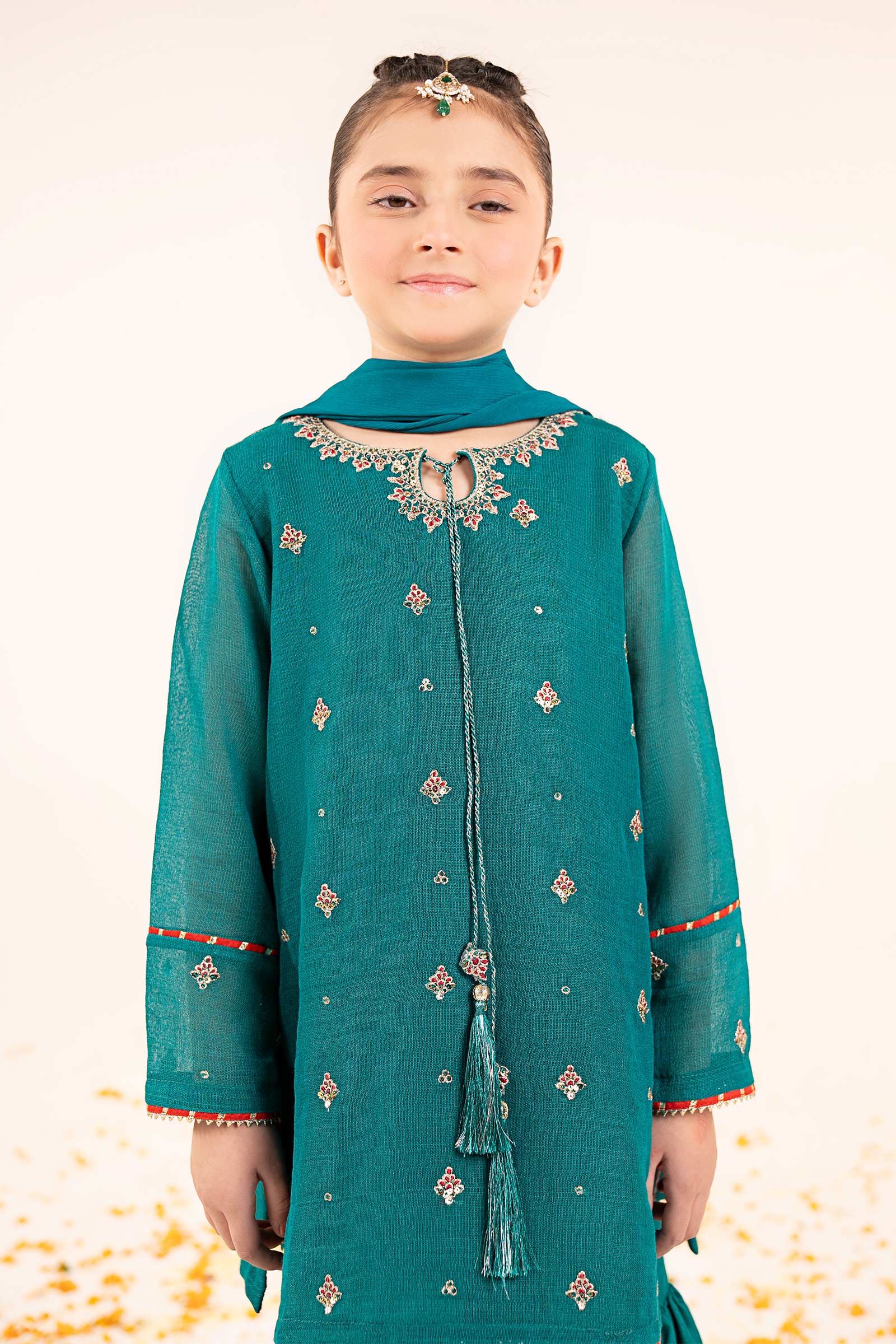 2 Piece Embroidered Cotton Net Suit