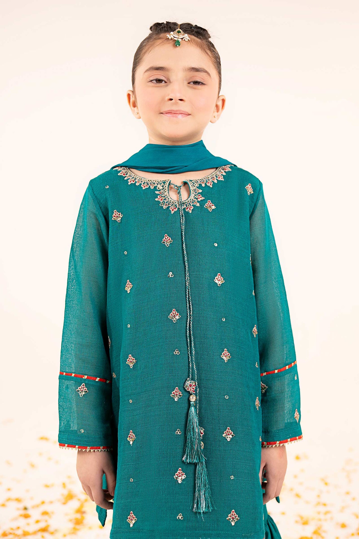 2 Piece Embroidered Cotton Net Suit