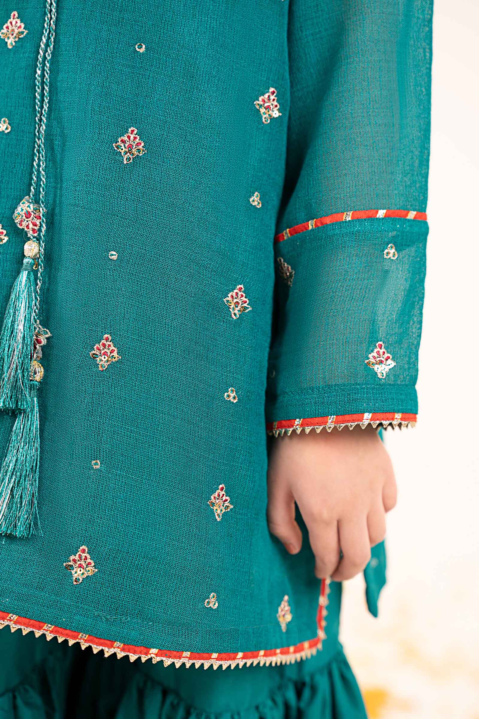 2 Piece Embroidered Cotton Net Suit