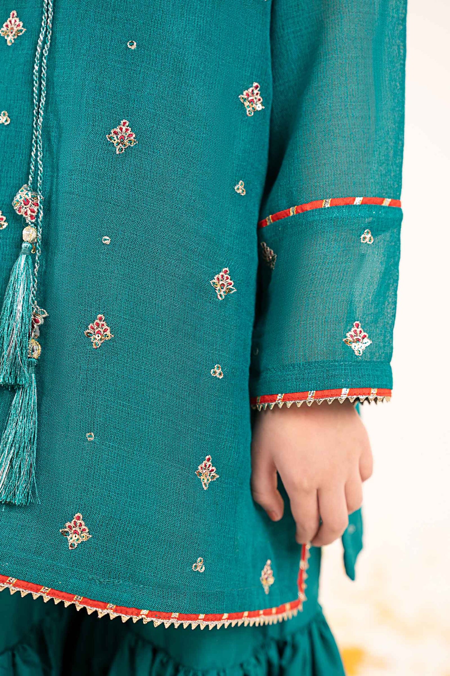 2 Piece Embroidered Cotton Net Suit