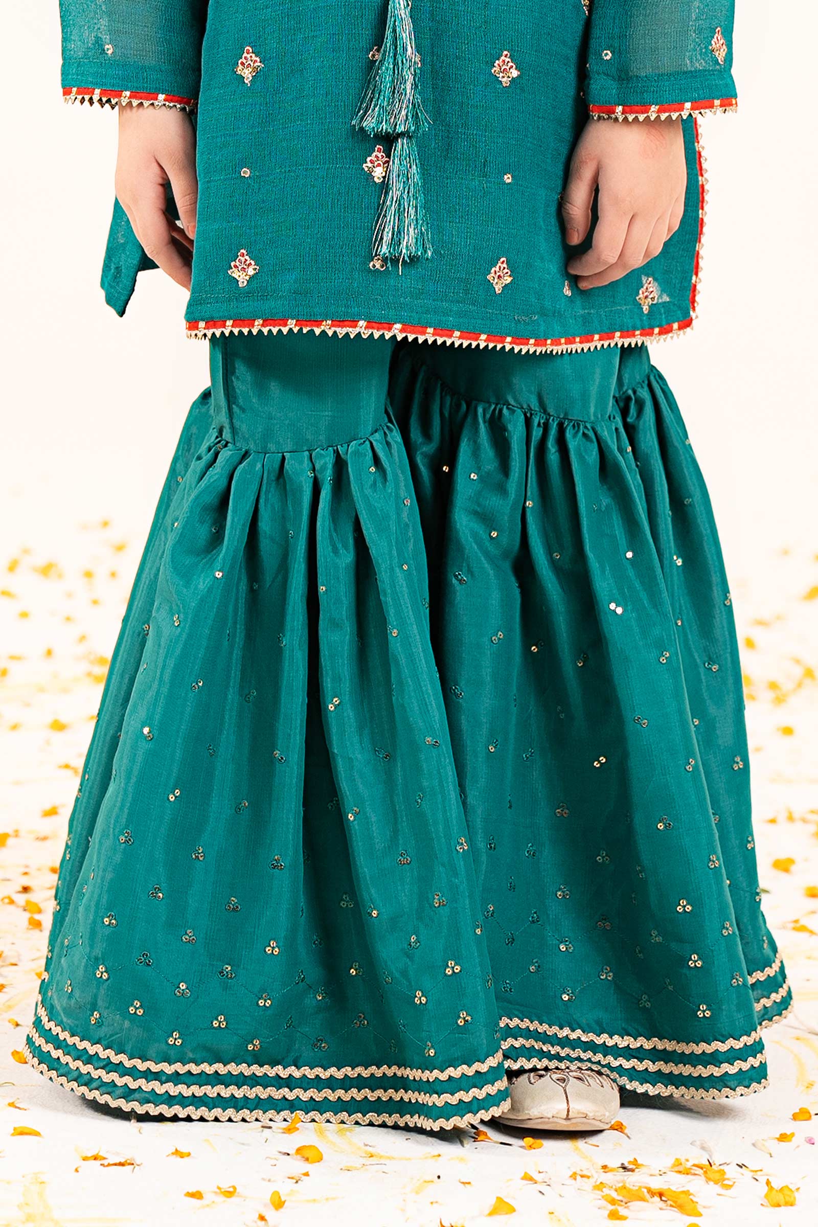 2 Piece Embroidered Cotton Net Suit