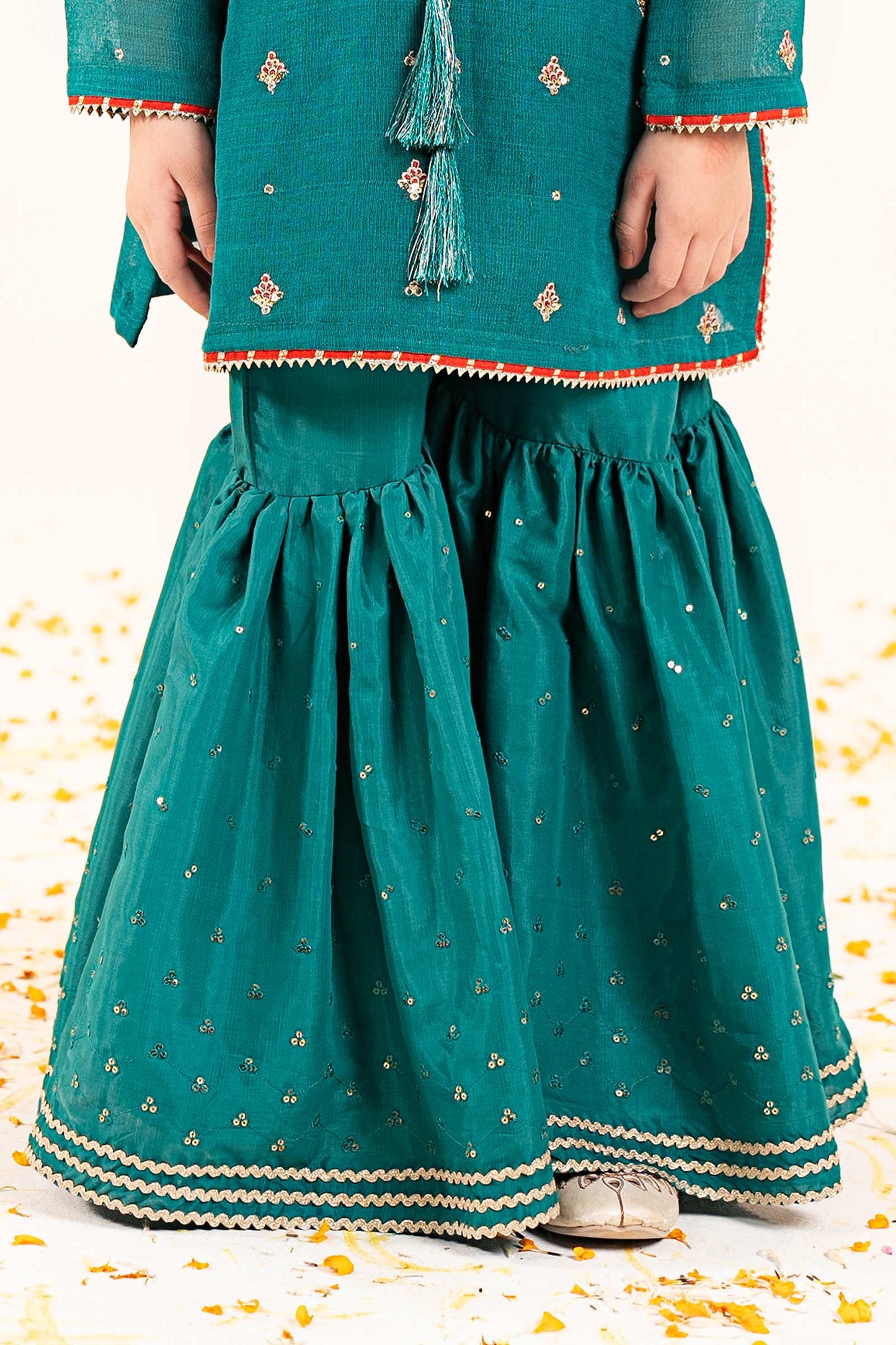 2 Piece Embroidered Cotton Net Suit