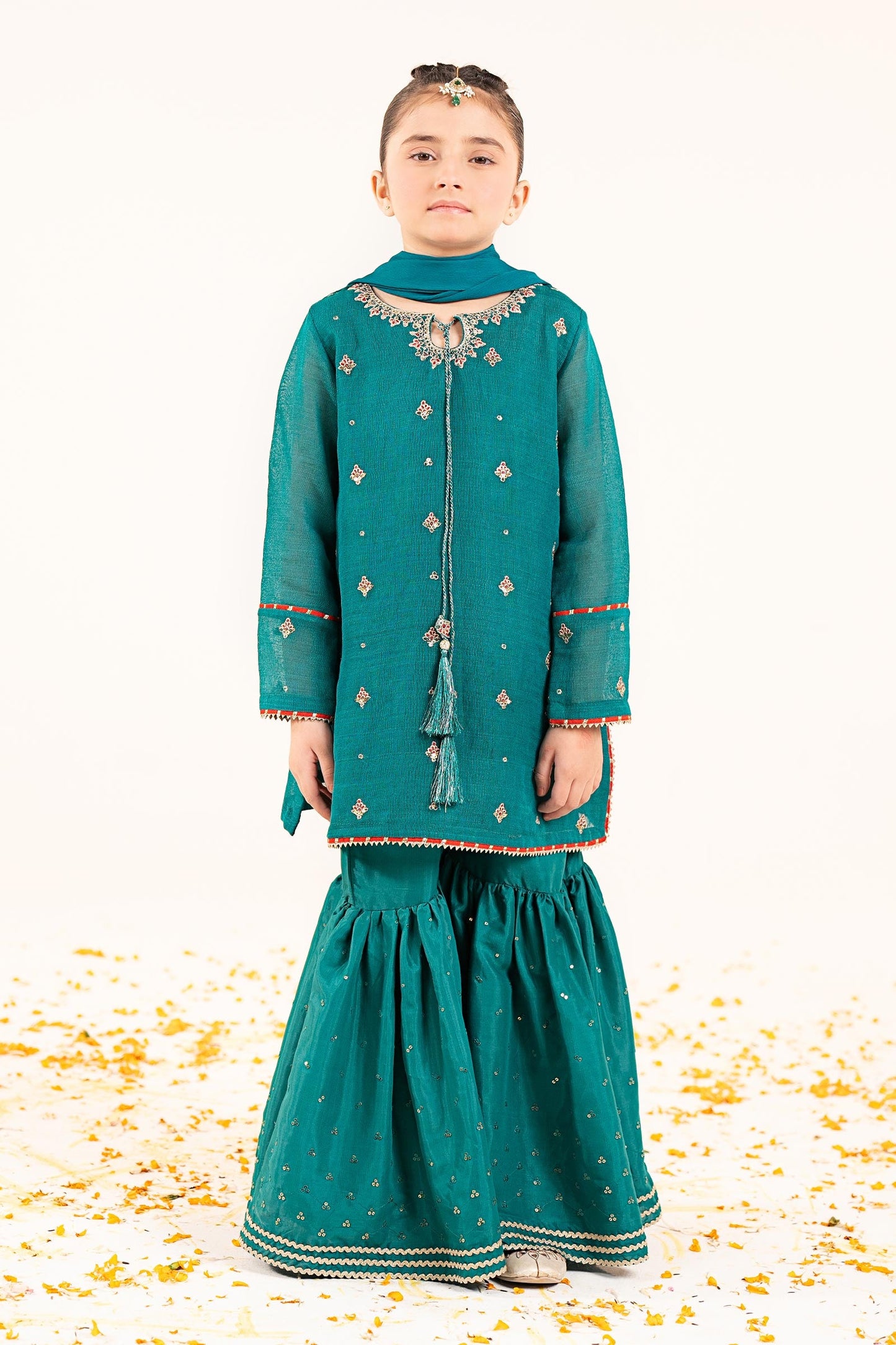 2 Piece Embroidered Cotton Net Suit