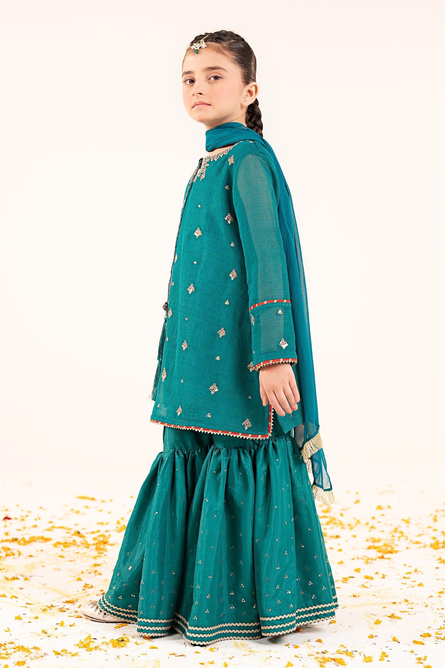 2 Piece Embroidered Cotton Net Suit