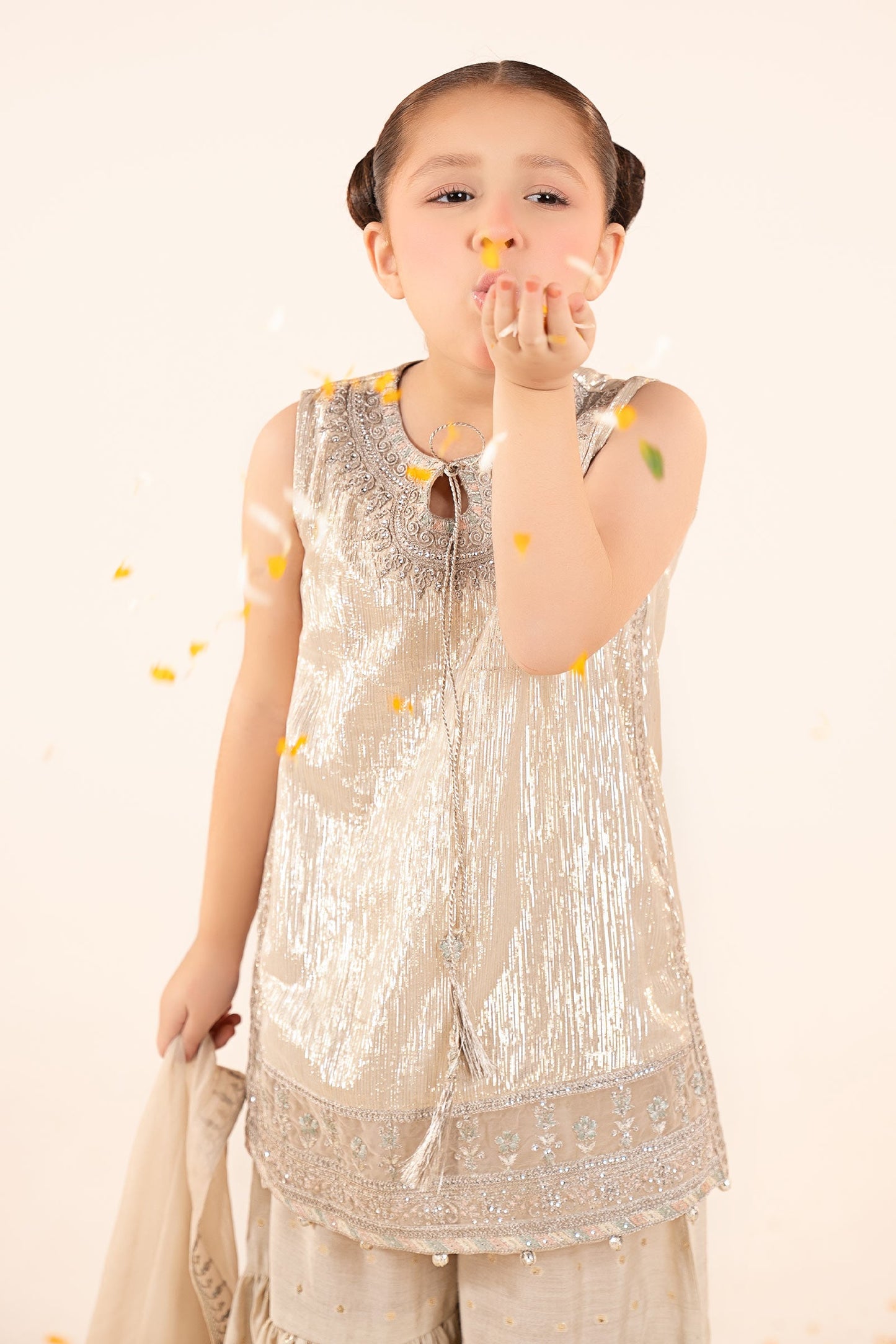 3 Piece Embroidered Shimmer Silk Suit