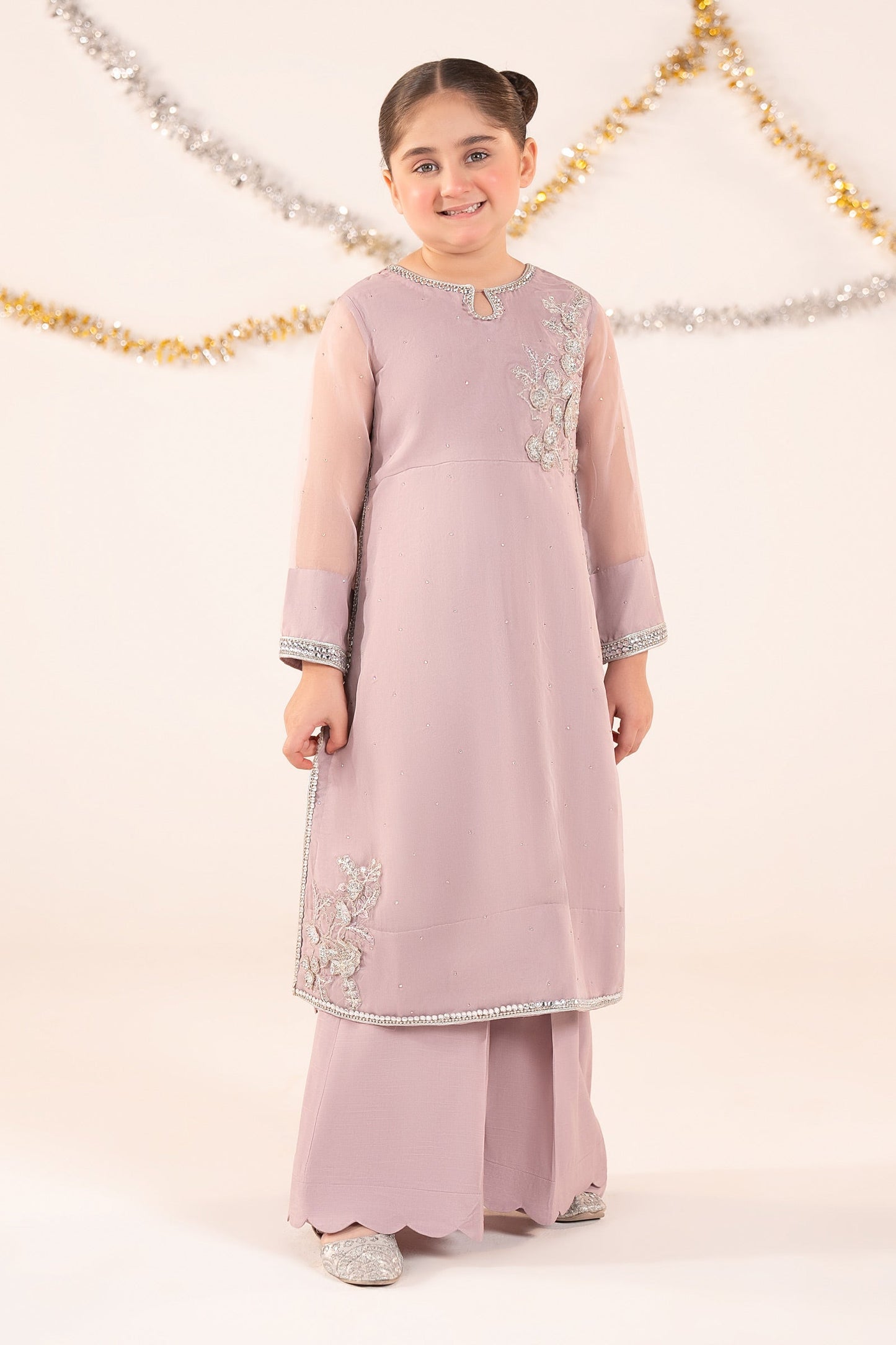 2 Piece Embroidered Organza Suit