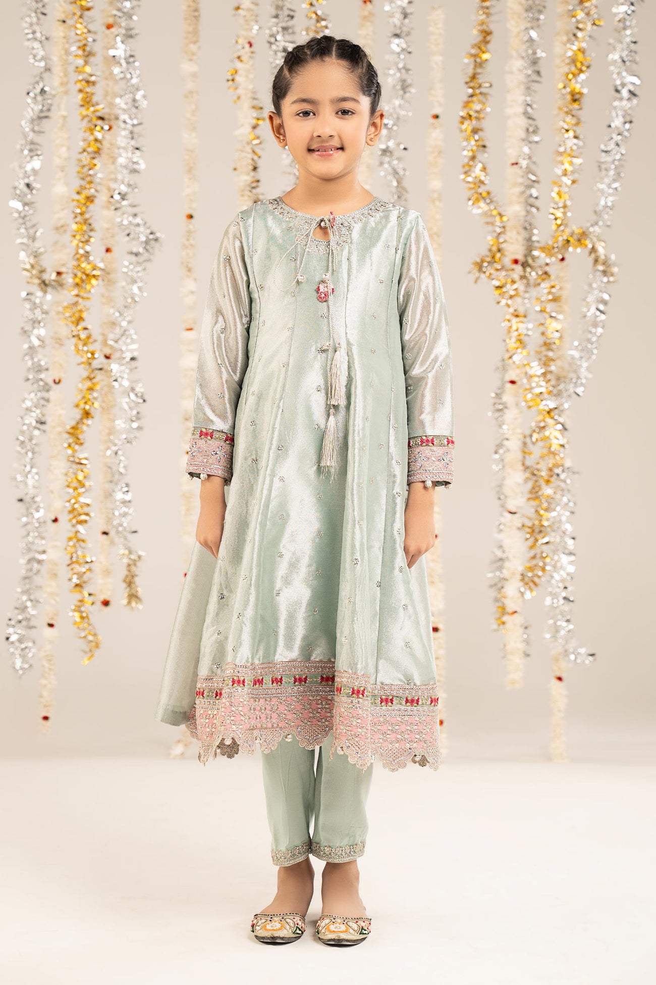 2 Piece Embroidered Tissue Suit