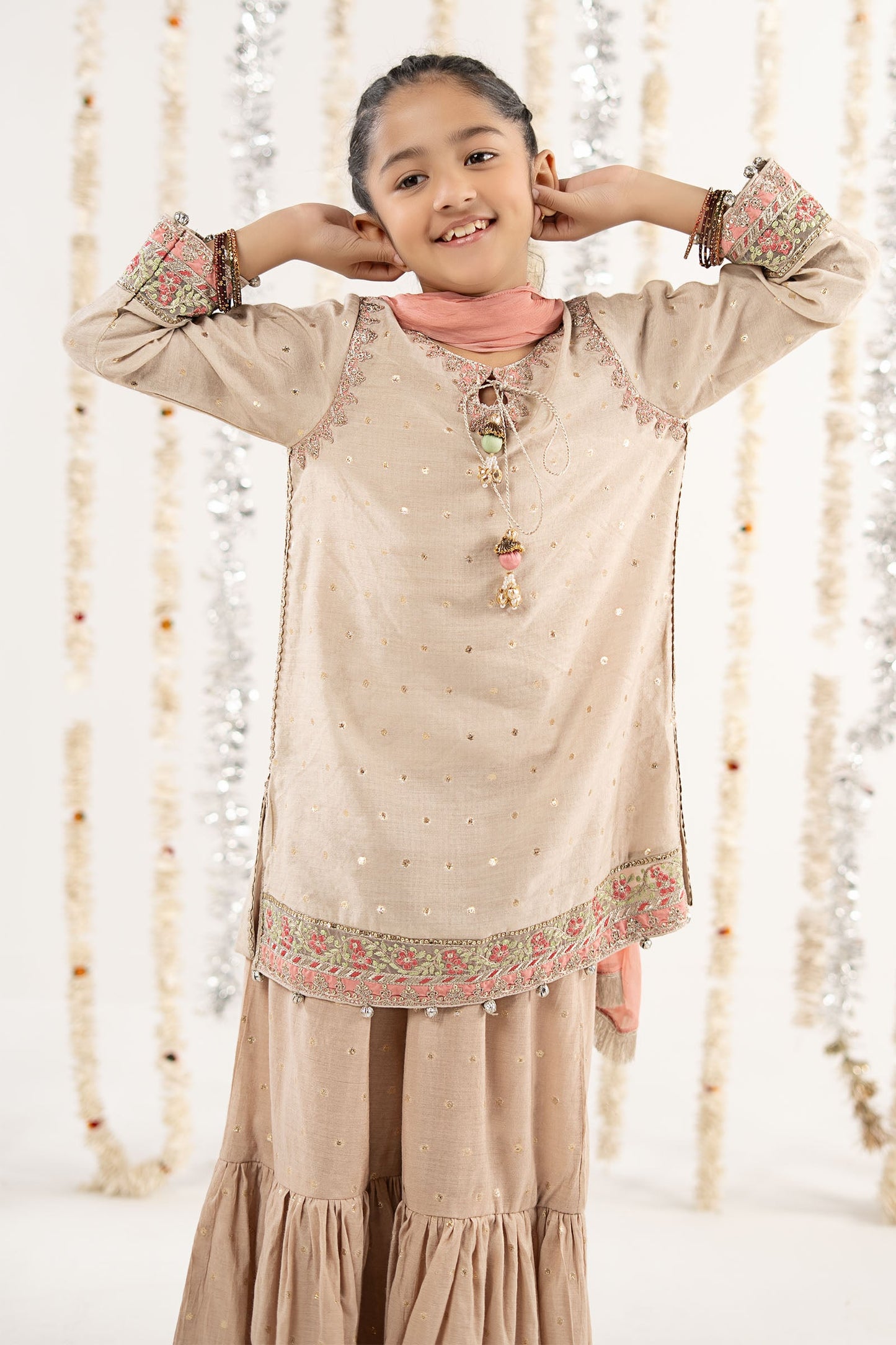 3 Piece Embroidered Lurex Jacquard Suit