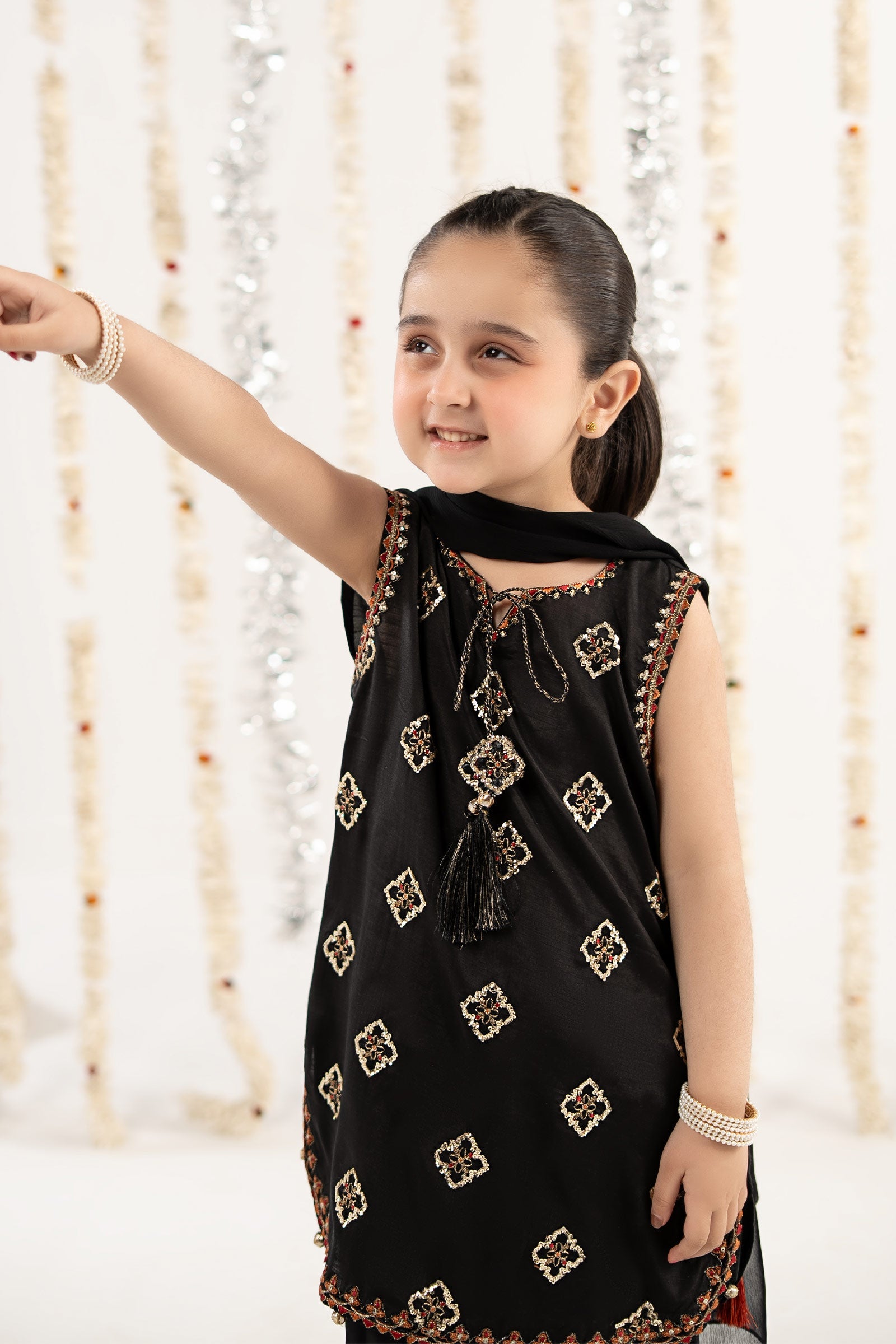 3 Piece Embroidered Raw Silk Suit