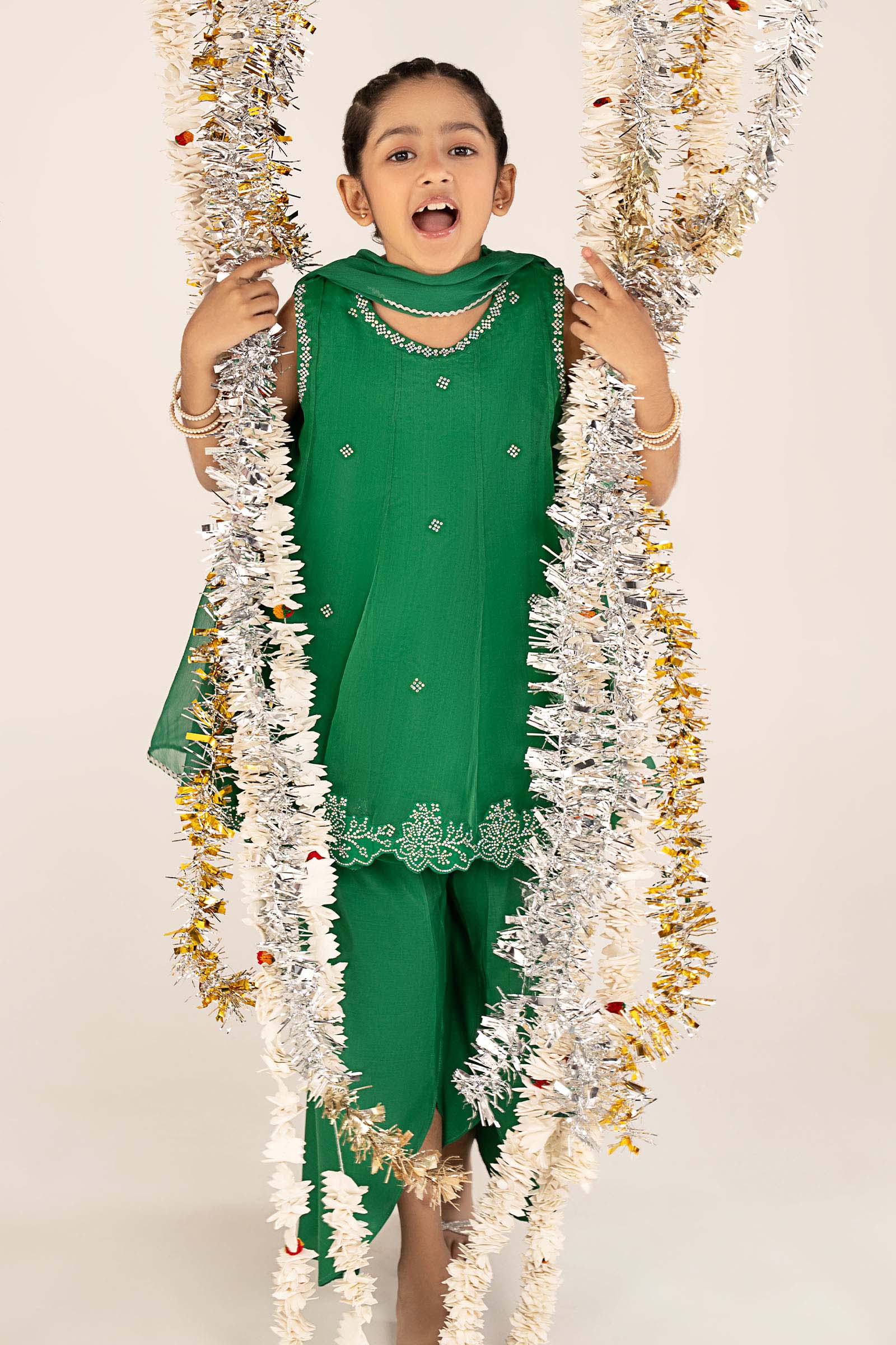 3 Piece Embellished Organza Suit