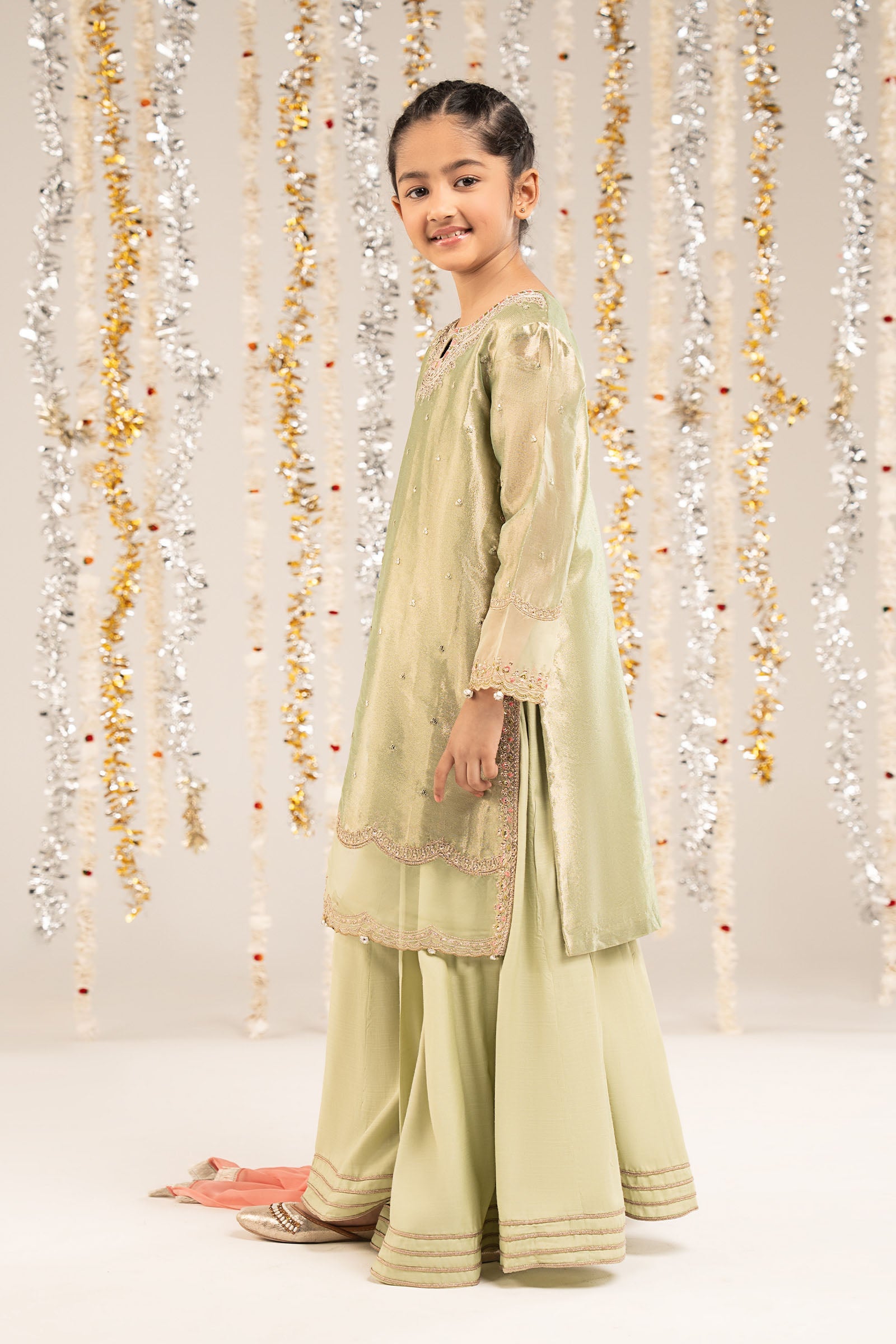 3 Piece Embroidered Tissue Suit