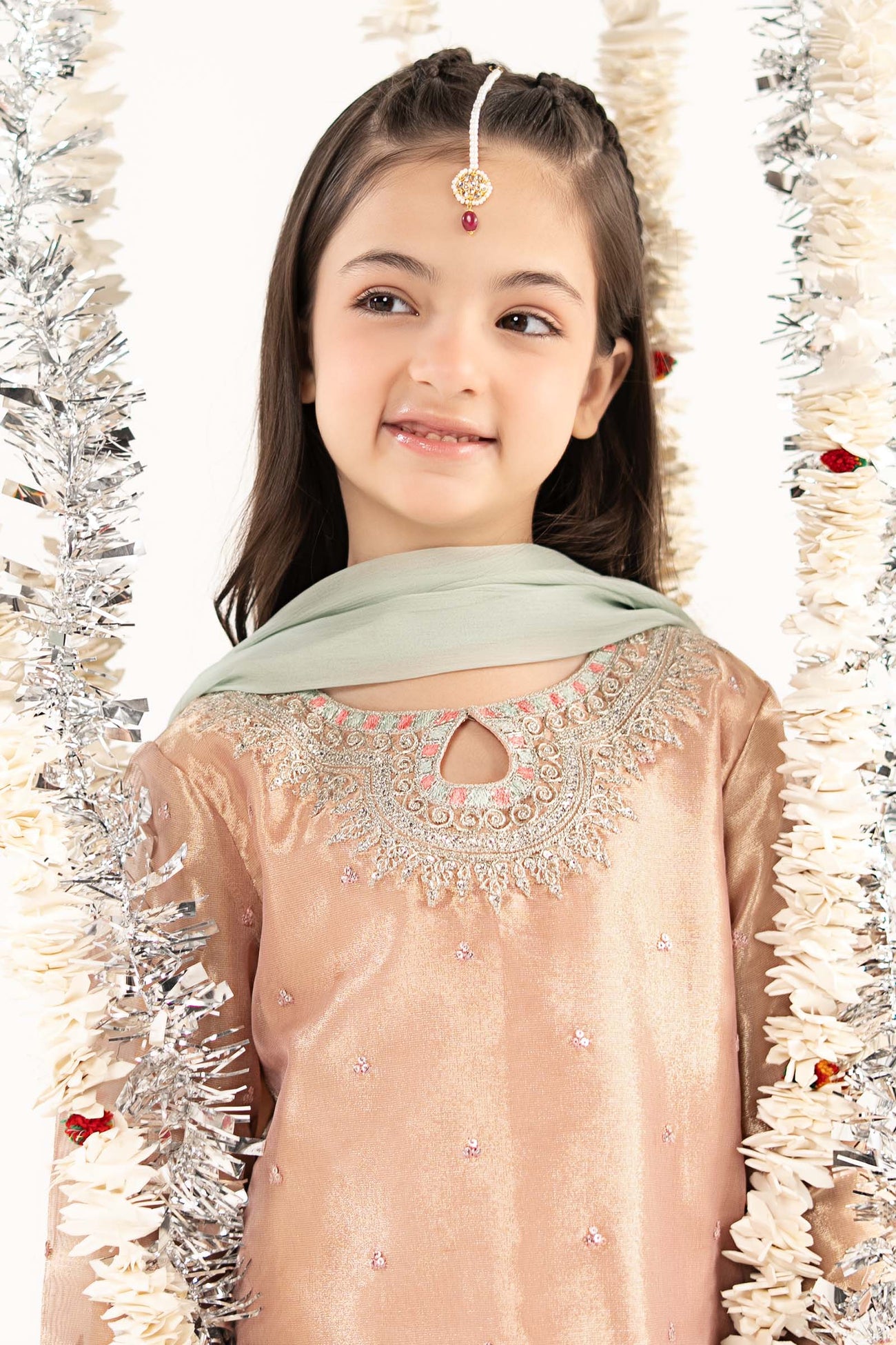 3 Piece Embroidered Tissue Suit