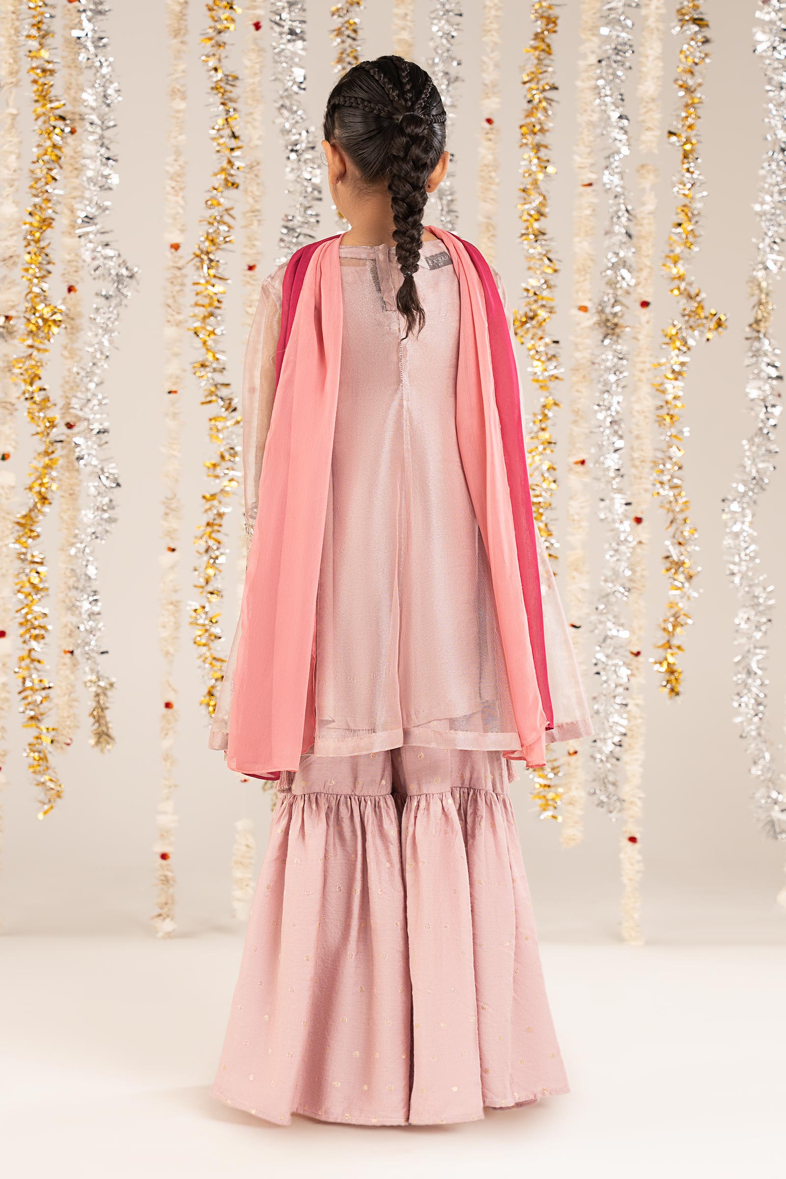 3 Piece Embroidered Zari Net Suit