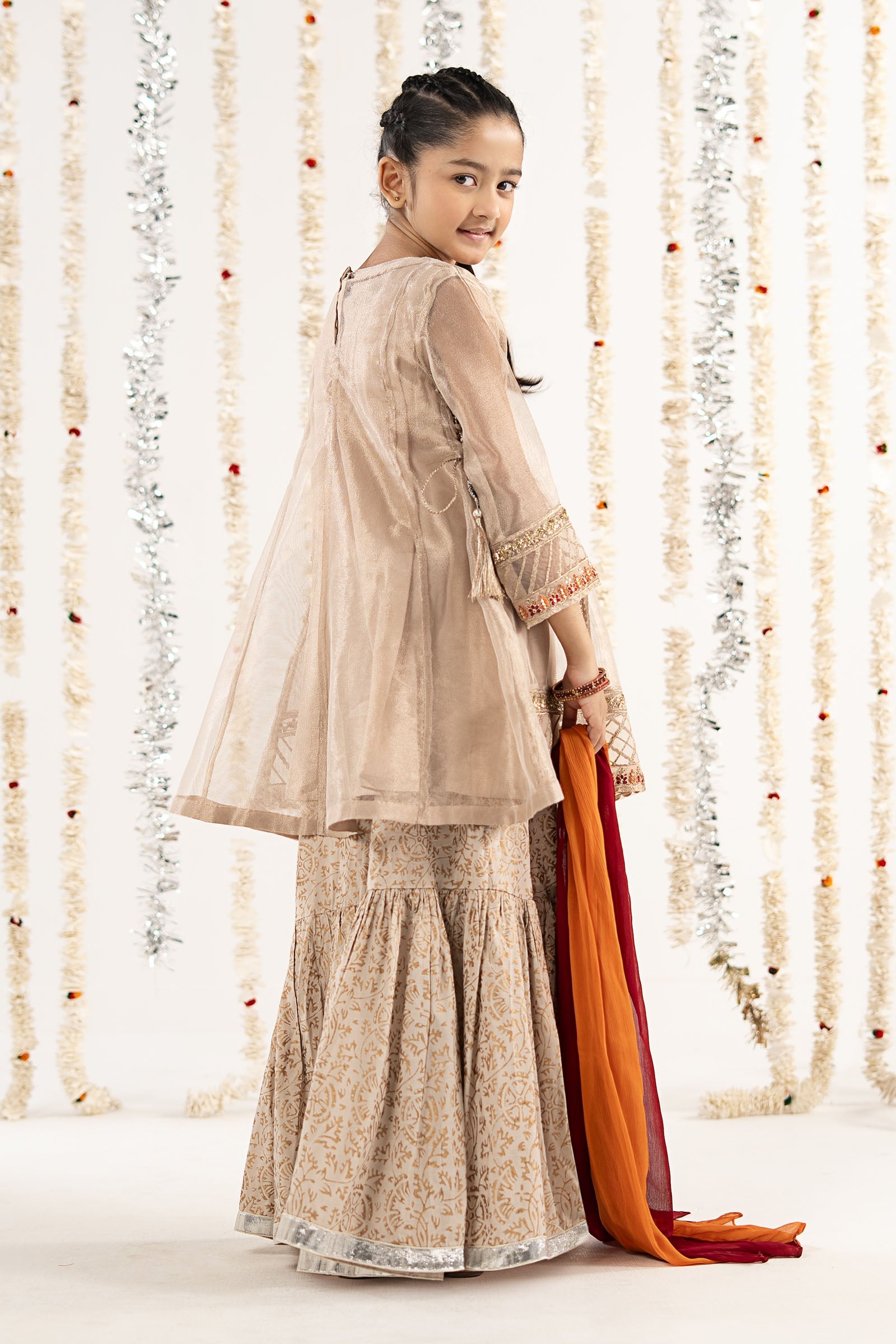 3 Piece Embroidered Zari Net Suit