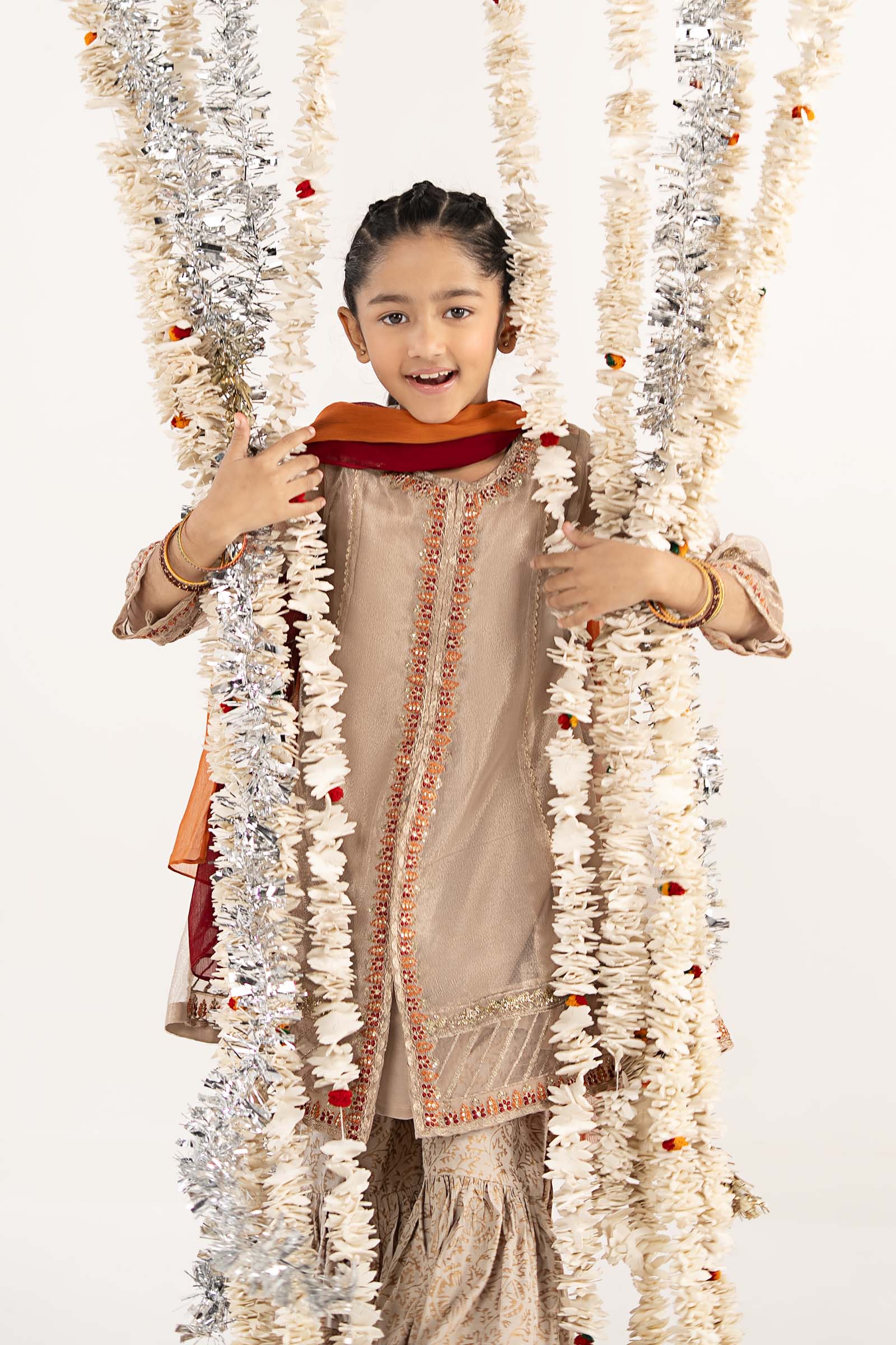 3 Piece Embroidered Zari Net Suit