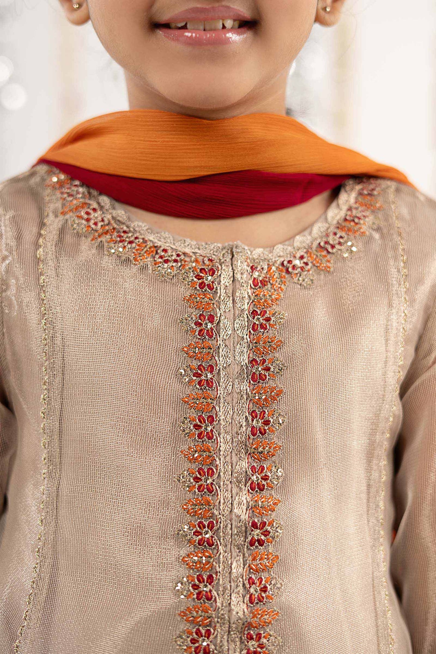 3 Piece Embroidered Zari Net Suit