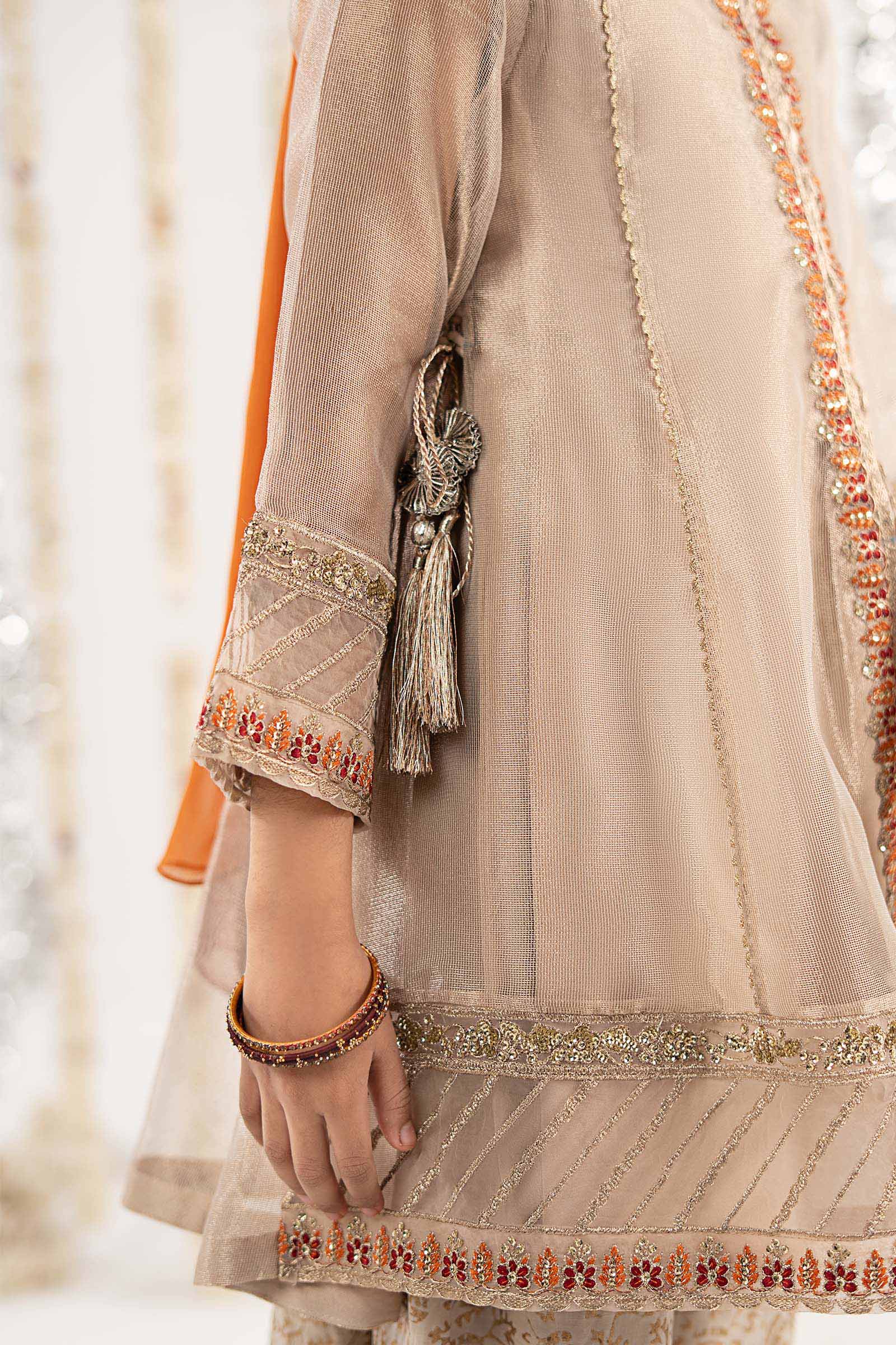 3 Piece Embroidered Zari Net Suit