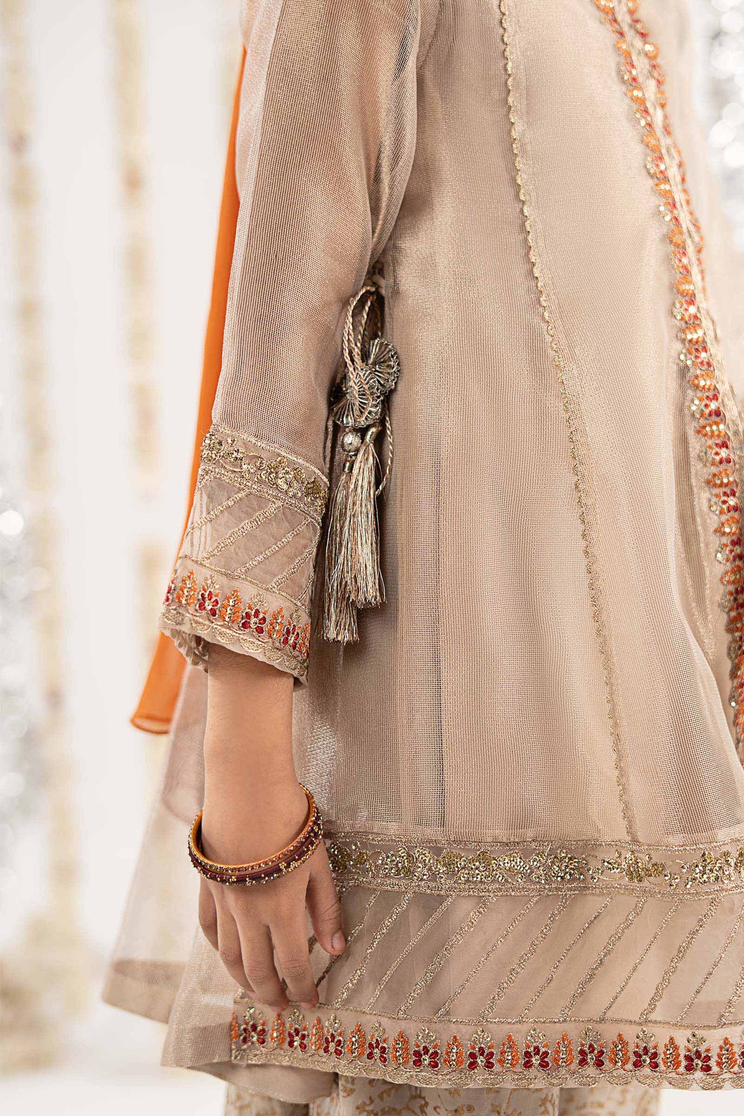 3 Piece Embroidered Zari Net Suit