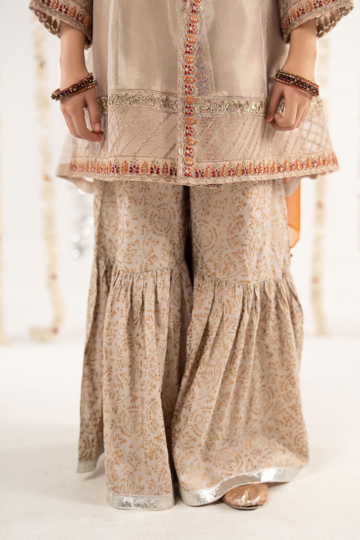 3 Piece Embroidered Zari Net Suit