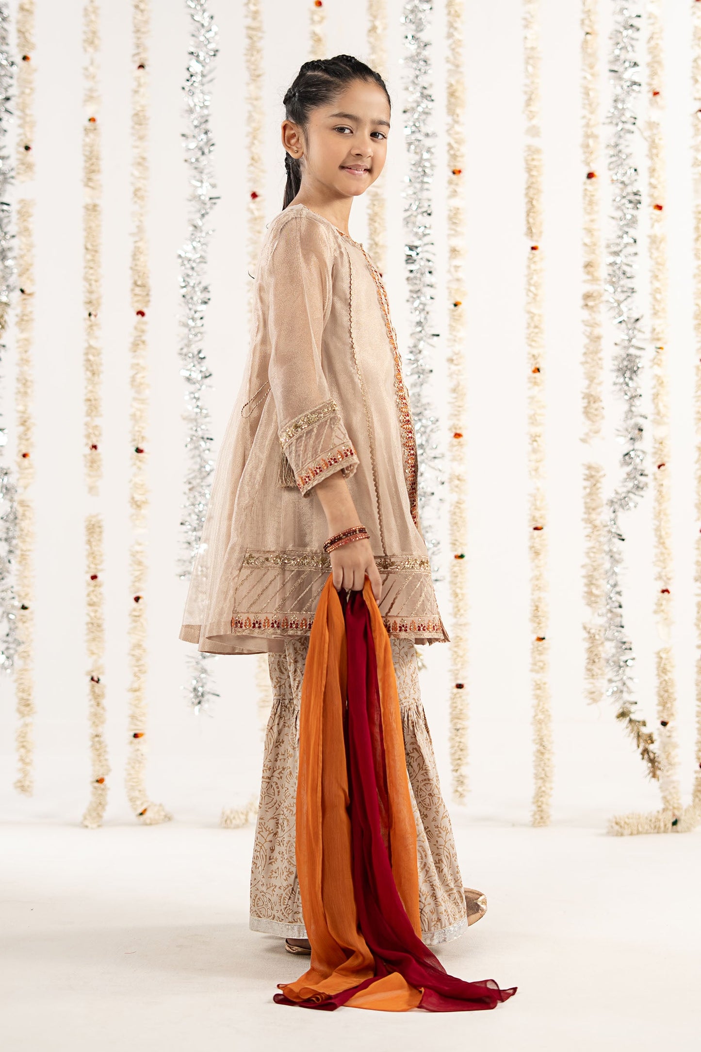 3 Piece Embroidered Zari Net Suit