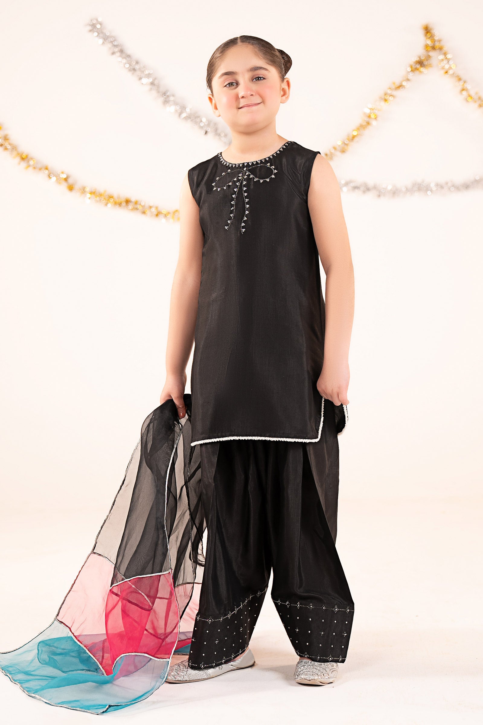 3 Piece Embellished Raw Silk Suit