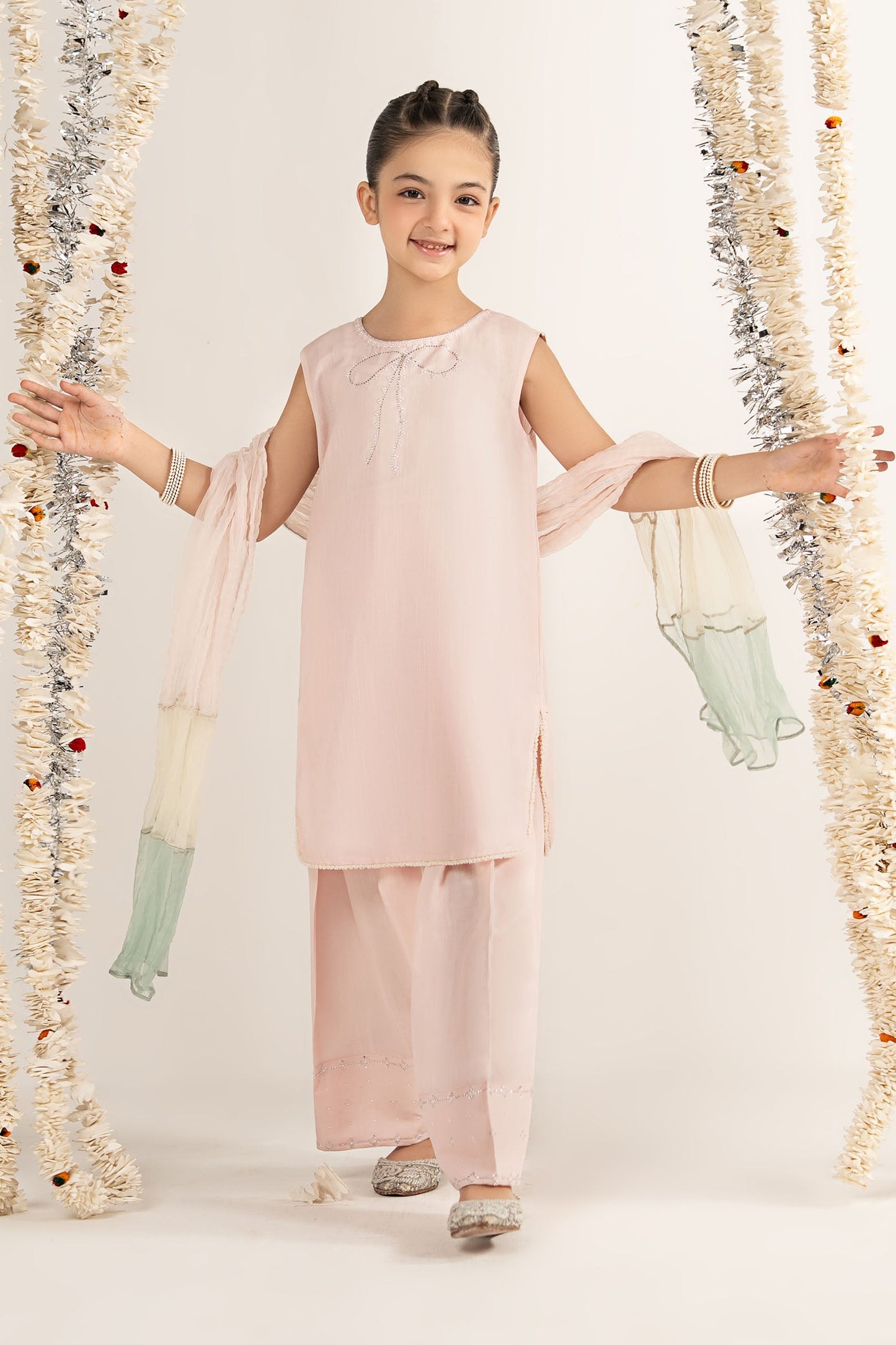3 Piece Embellished Raw Silk Suit