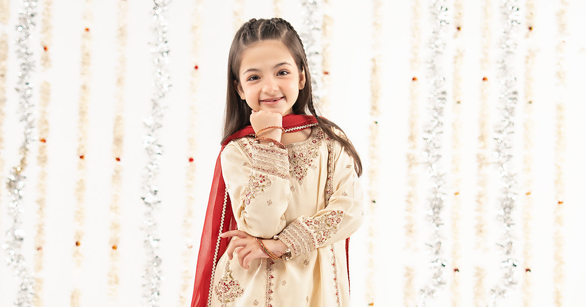 3 Piece Embroidered Raw Silk Suit