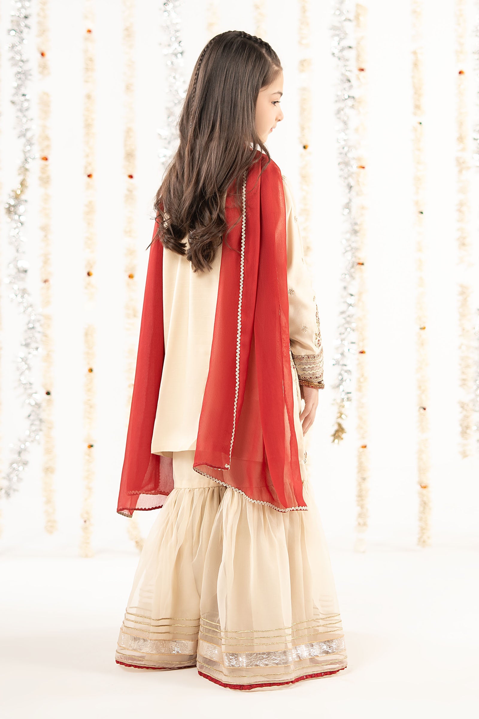 3 Piece Embroidered Raw Silk Suit