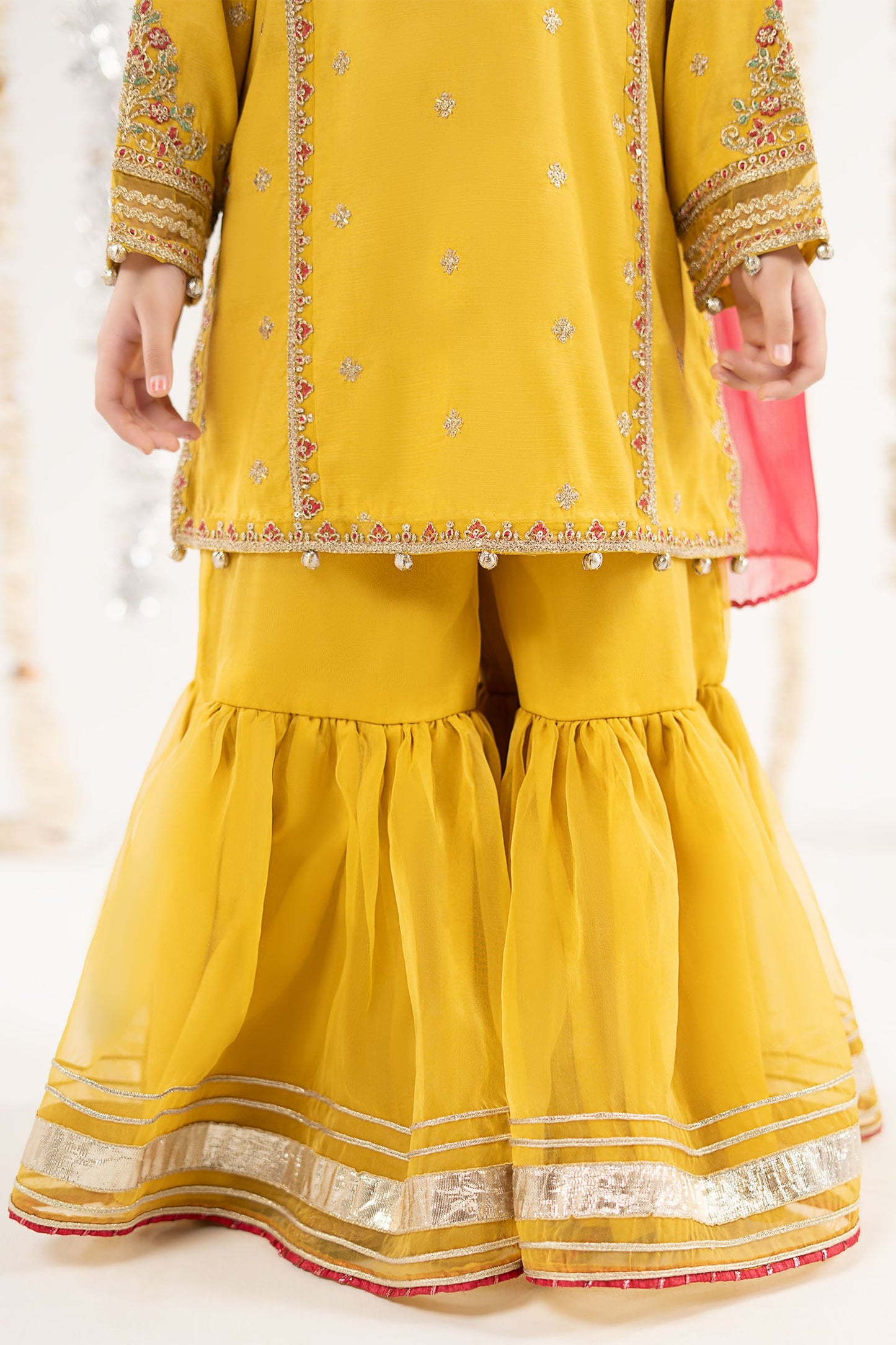 3 Piece Embroidered Raw Silk Suit