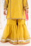 3 Piece Embroidered Raw Silk Suit
