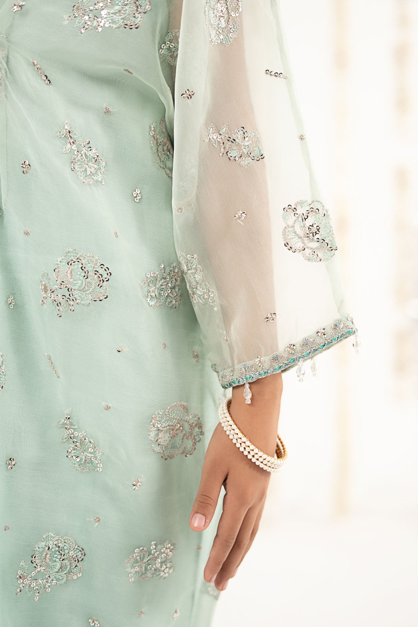 2 Piece Embroidered Organza Suit