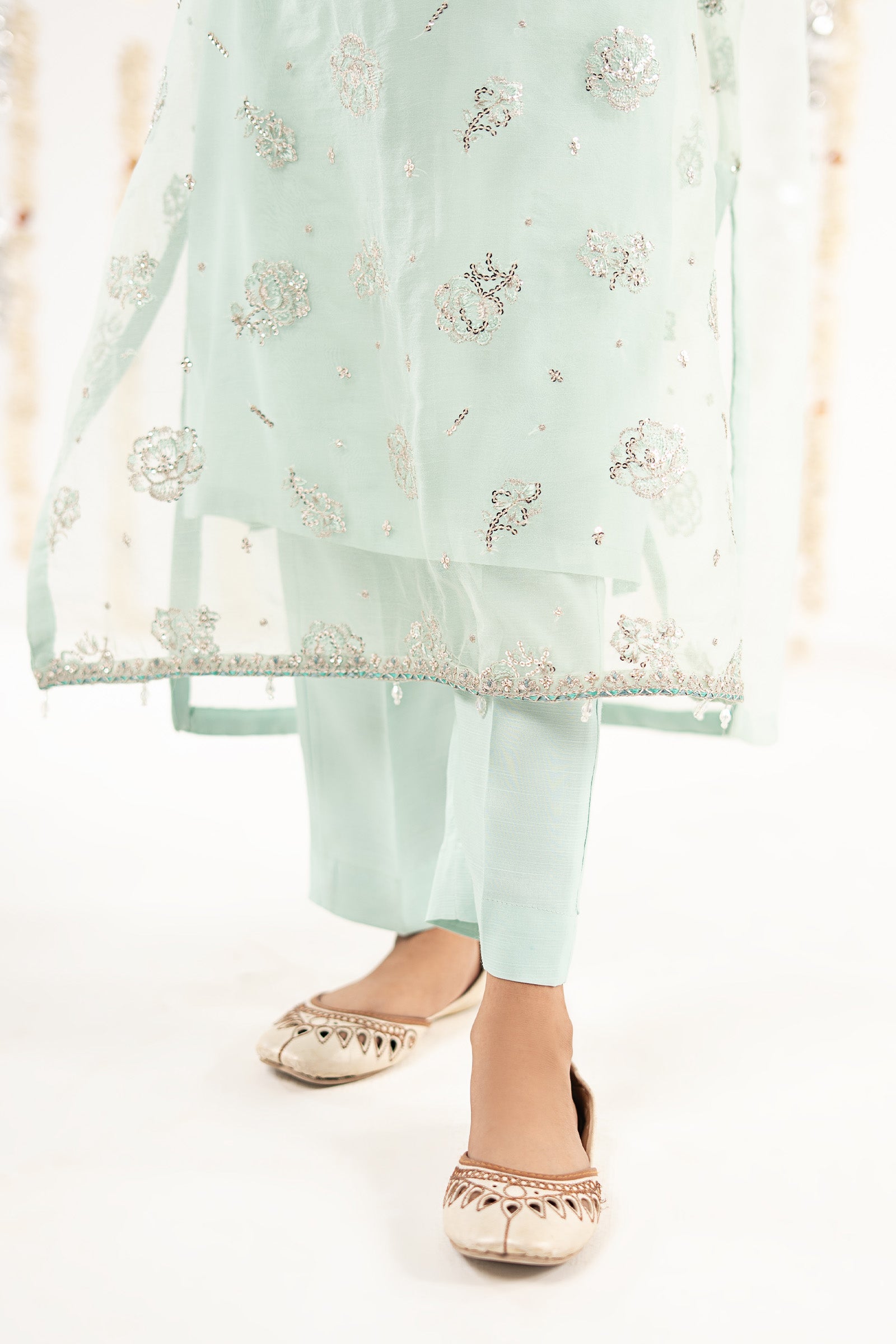 2 Piece Embroidered Organza Suit