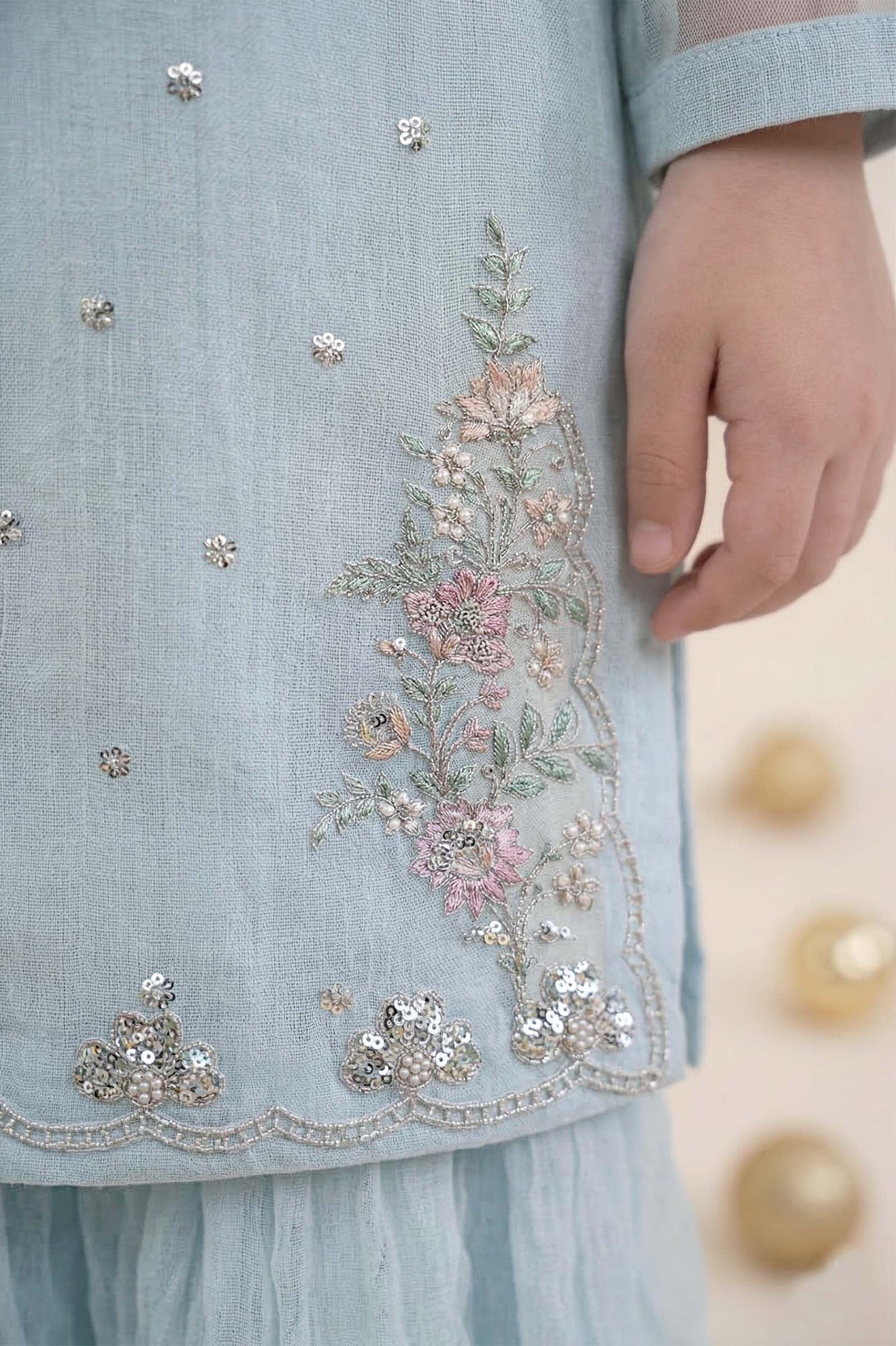 2 Piece Embroidered Organza Suit