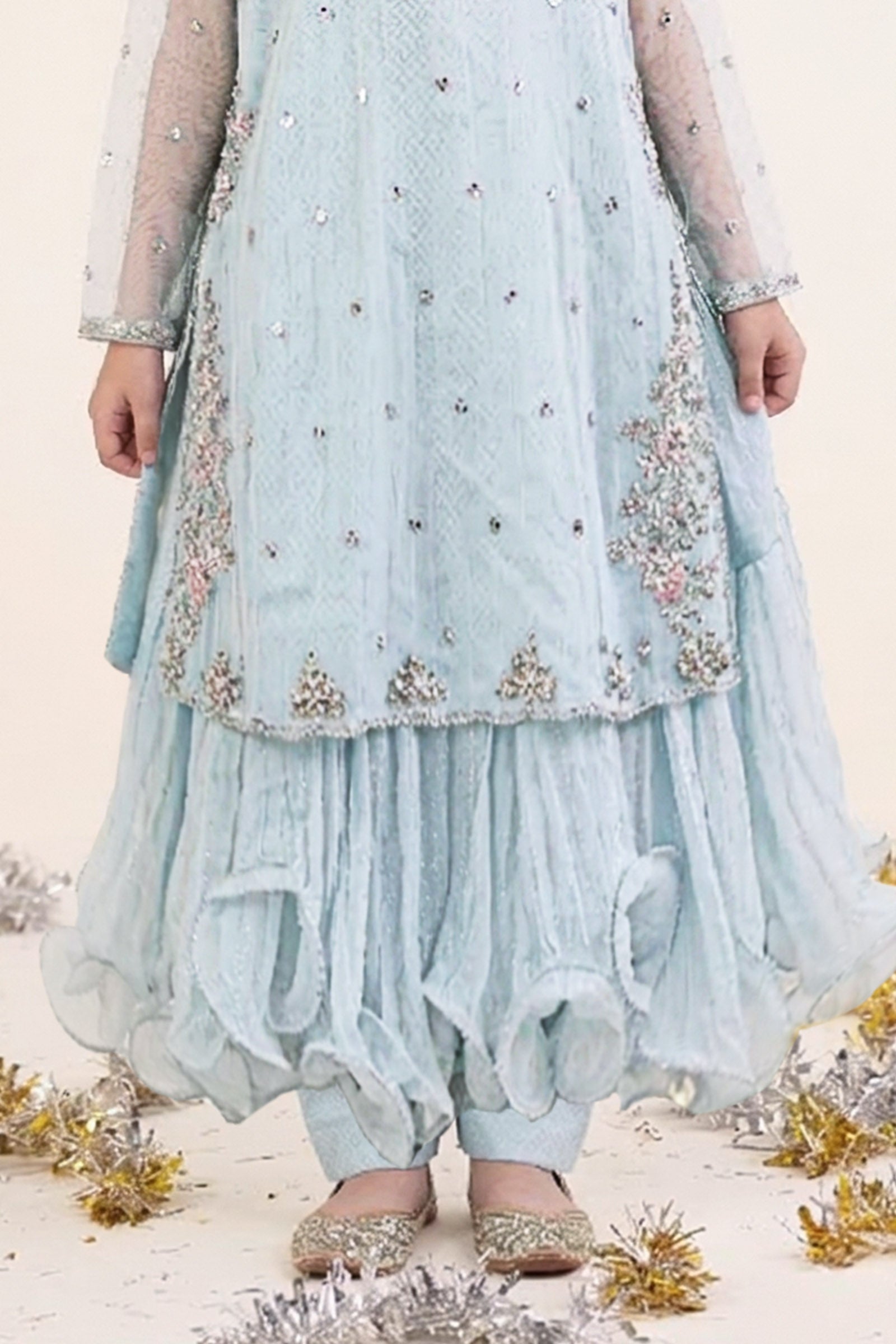 2 Piece Embroidered Organza Suit