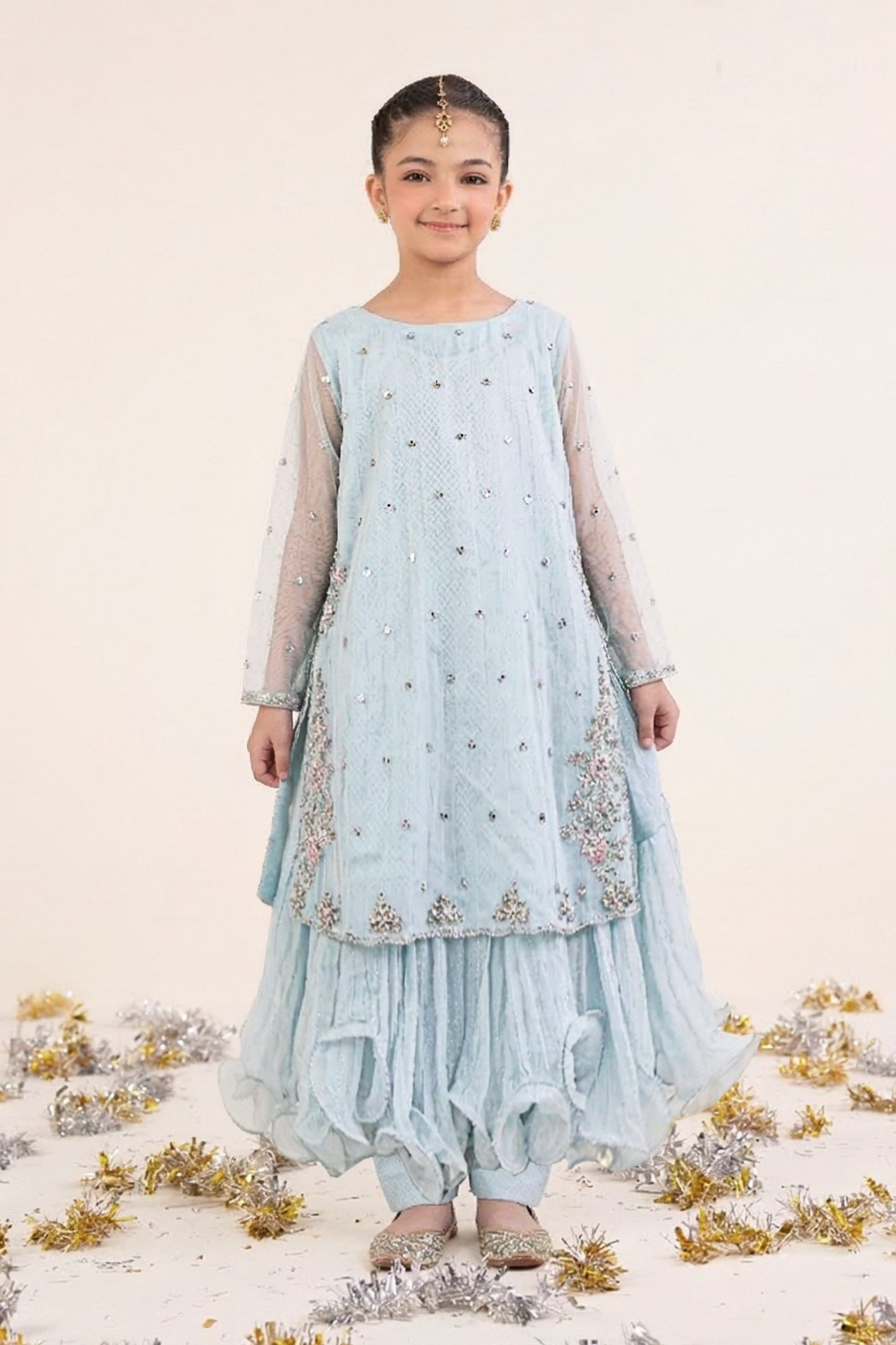 2 Piece Embroidered Organza Suit