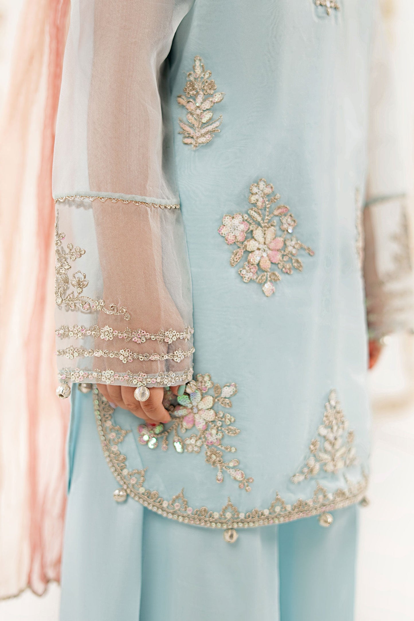 3 Piece Embroidered Organza Suit